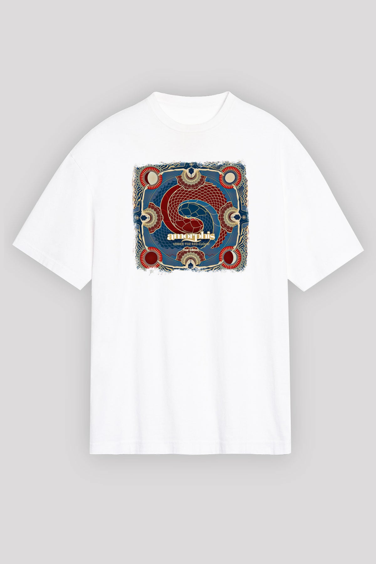 Amorphis Baskılı Unisex Beyaz Oversize Tişört