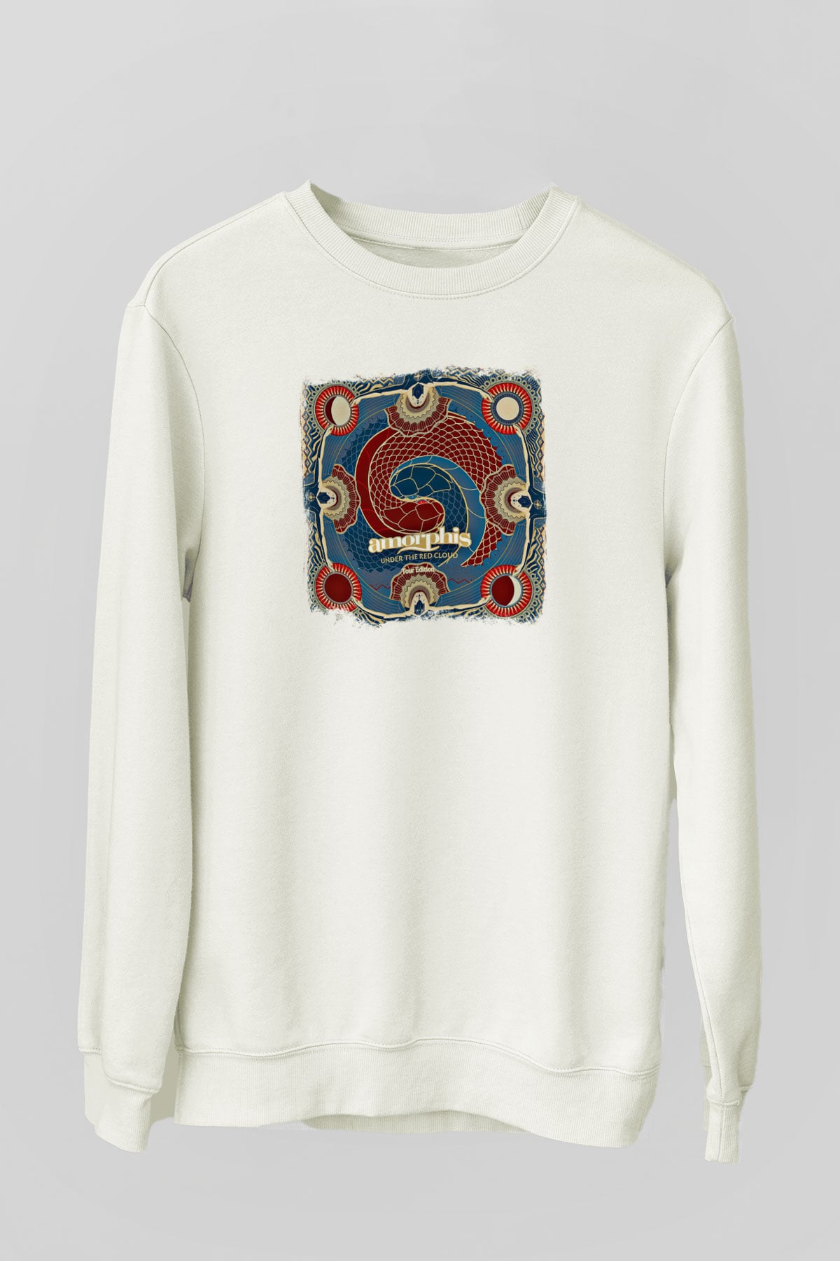 Amorphis Baskılı Unisex Beyaz Sweatshirt