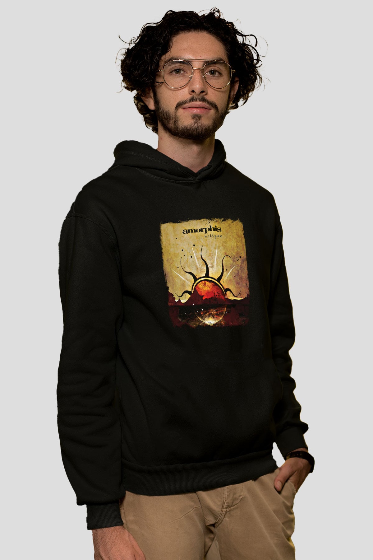 Amorphis Baskılı Unisex Siyah Hoodie