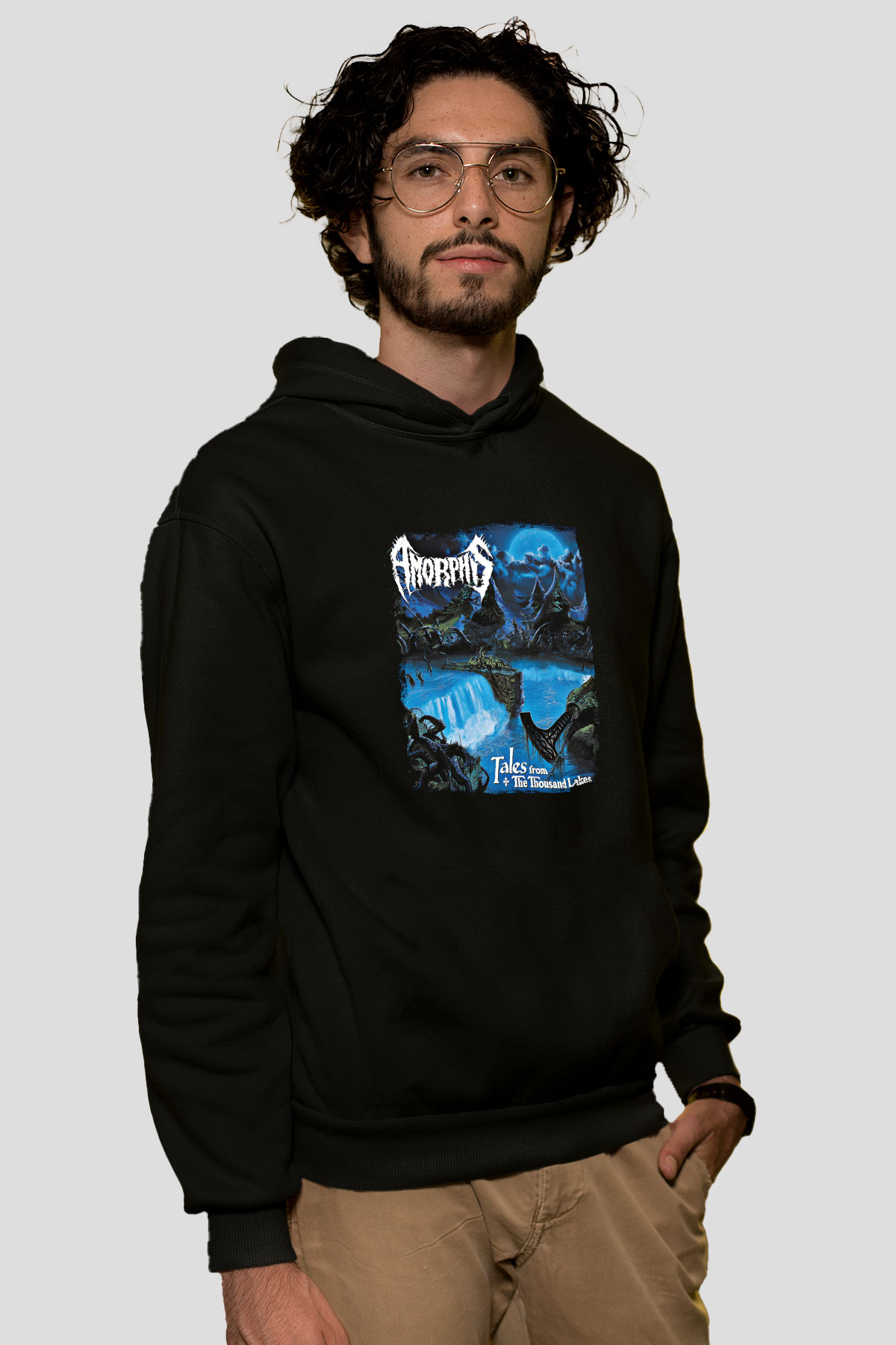 Amorphis Baskılı Unisex Siyah Hoodie