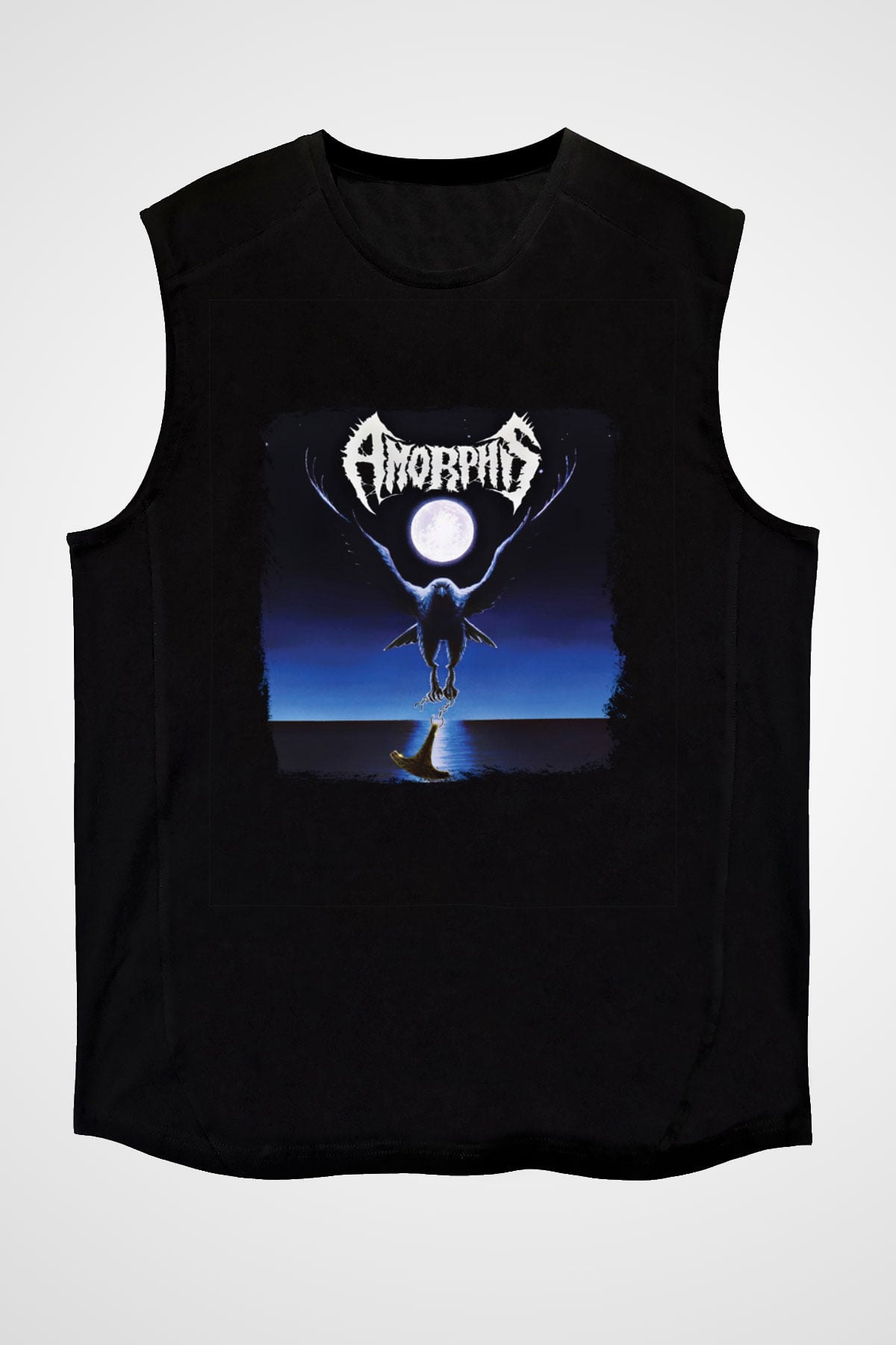 Amorphis Baskılı Unisex Siyah Kolsuz Tişört