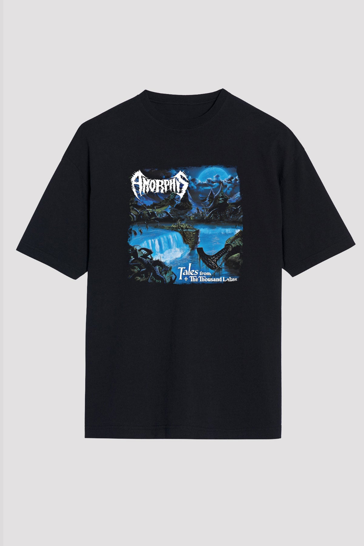 Amorphis Baskılı Unisex Siyah Oversize Tişört