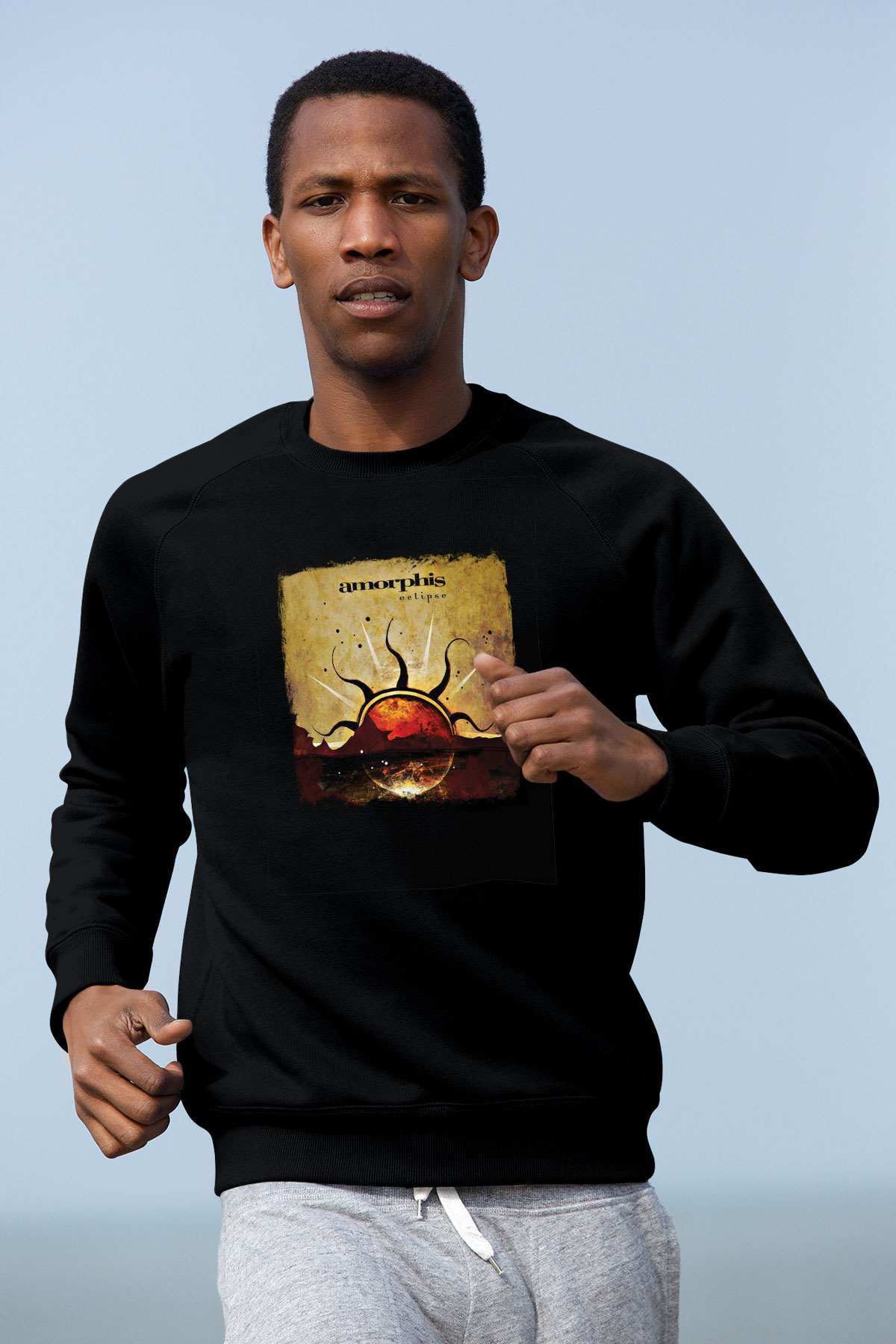 Amorphis Baskılı Unisex Siyah Sweatshirt