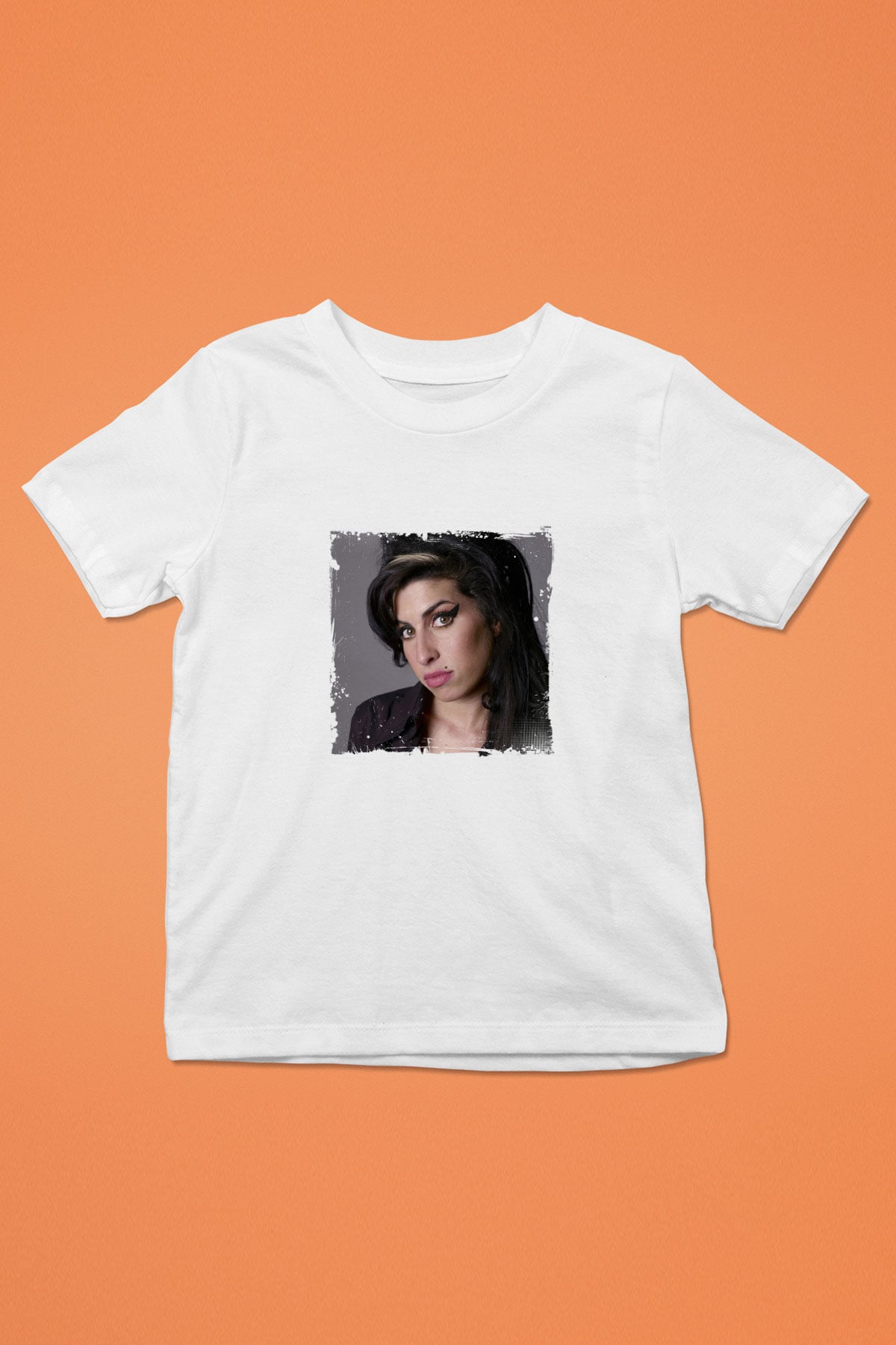 Amy Winehouse Baskılı Unisex Beyaz Çocuk Tişört