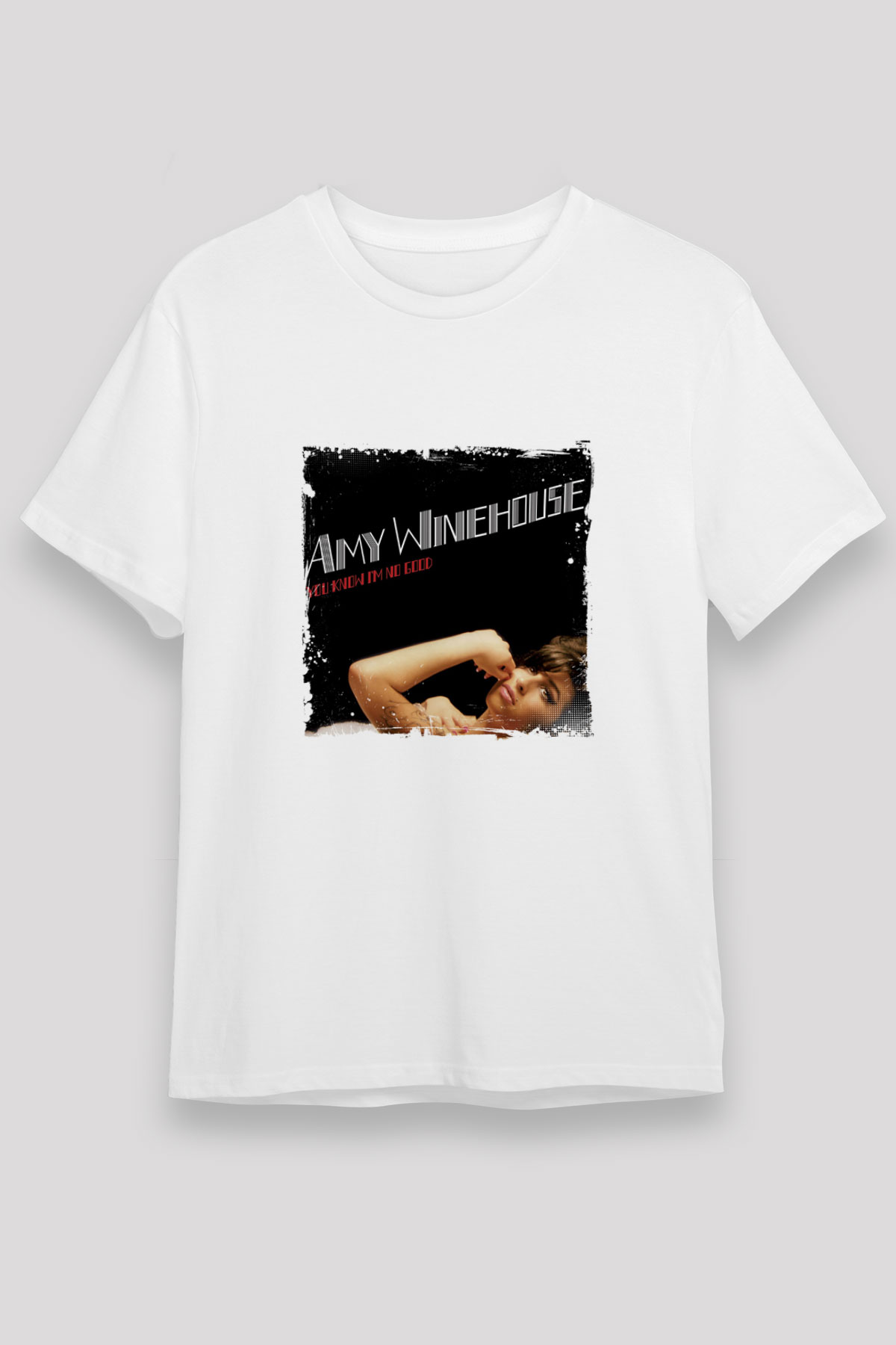 Amy Winehouse Baskılı Unisex Beyaz Tişört