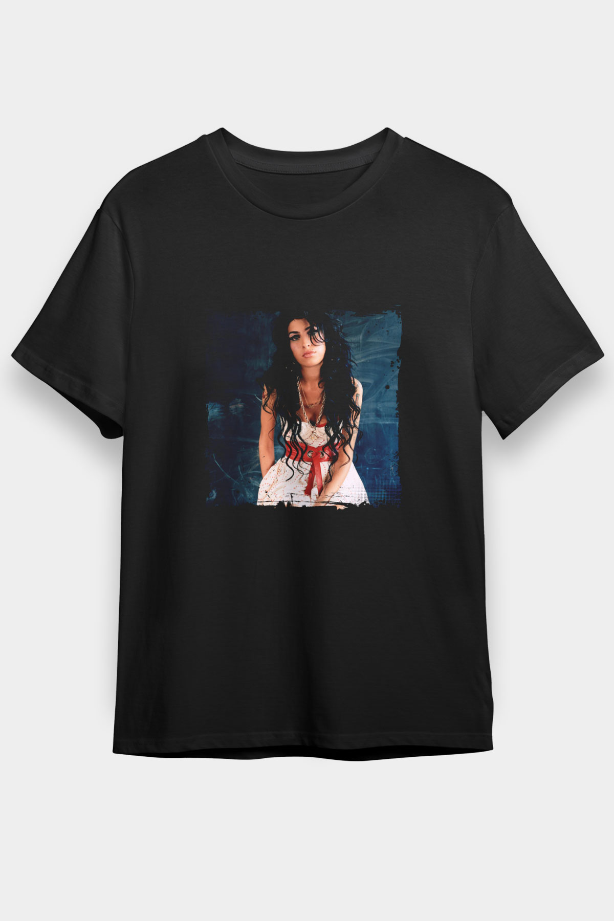 Amy Winehouse Baskılı Unisex Siyah Tişört