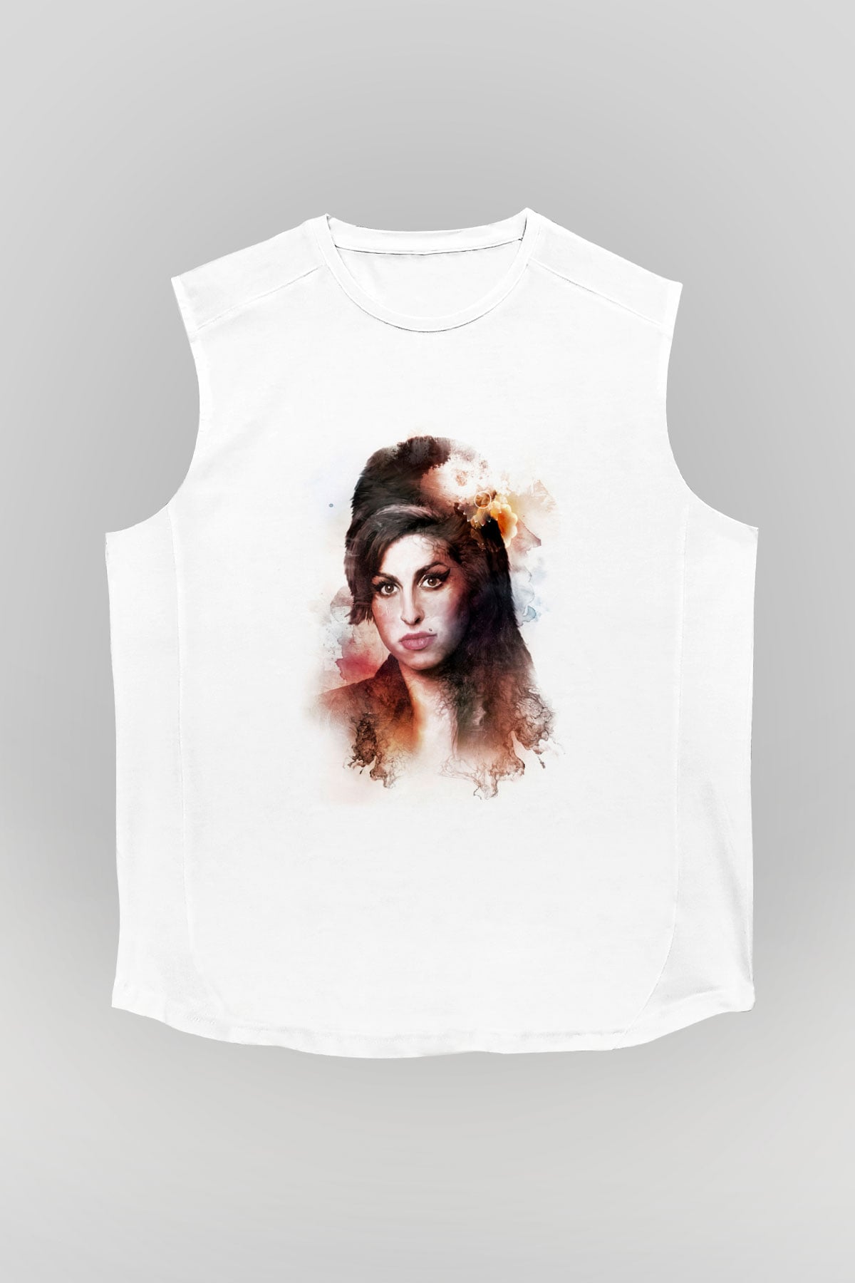 Amy Winehouse Beyaz Unisex Kolsuz Tişört