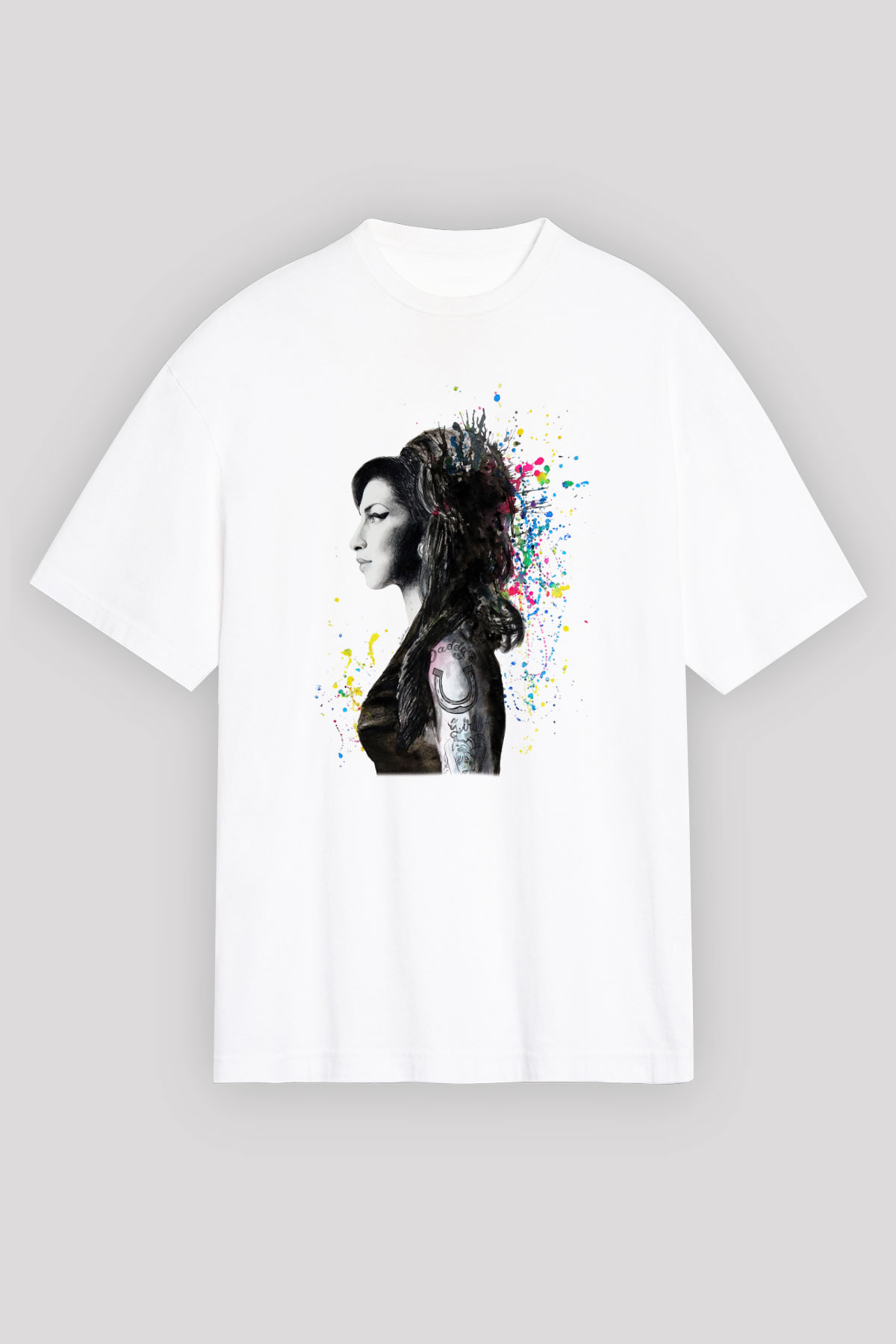 Amy Winehouse Beyaz Unisex Oversize Tişört T-Shirt