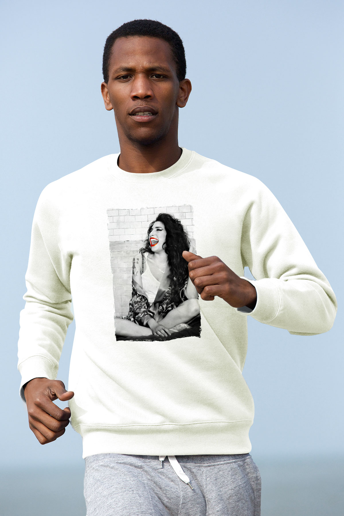 Amy Winehouse Beyaz Unisex Sweatshirt