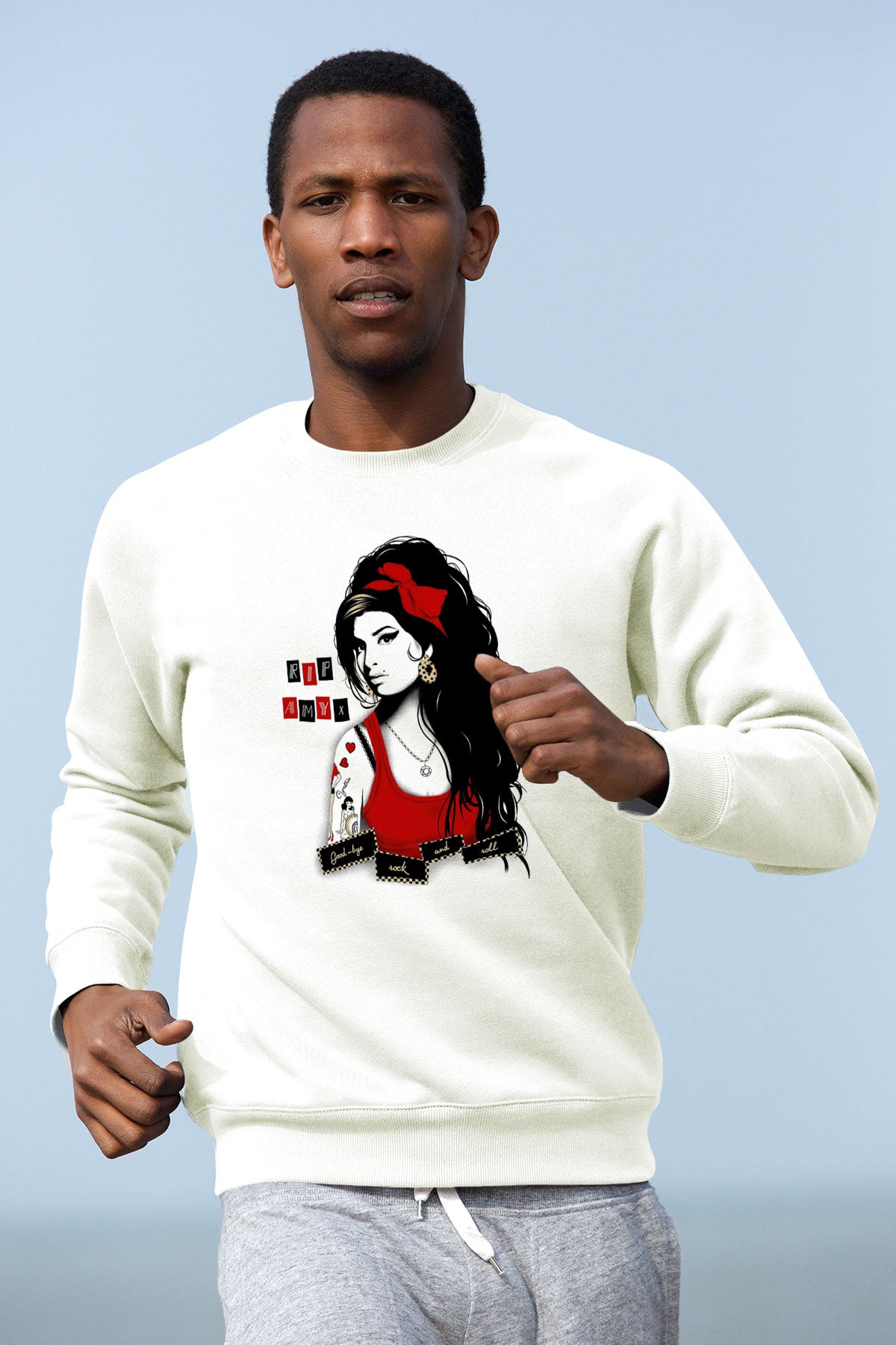 Amy Winehouse Beyaz Unisex Sweatshirt
