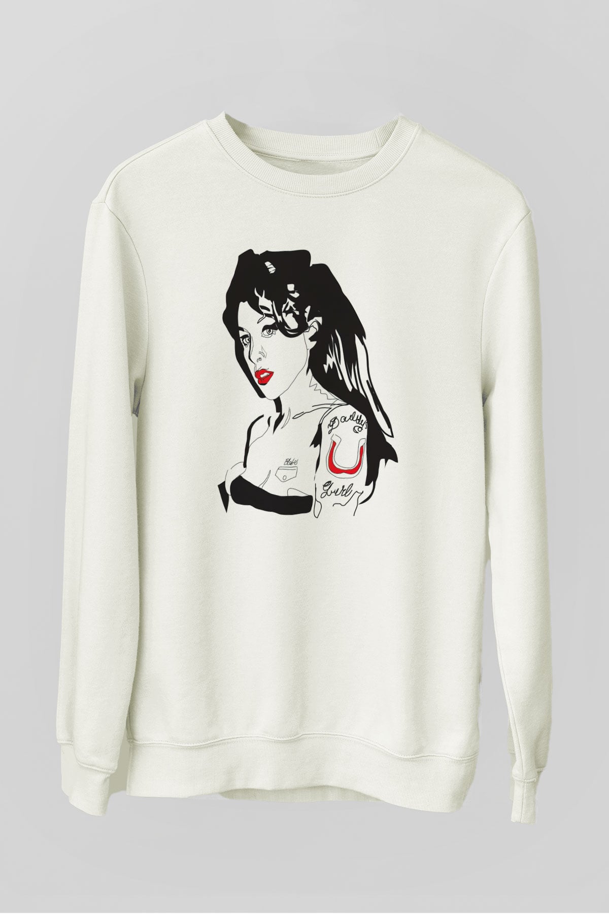 Amy Winehouse Beyaz Unisex Sweatshirt