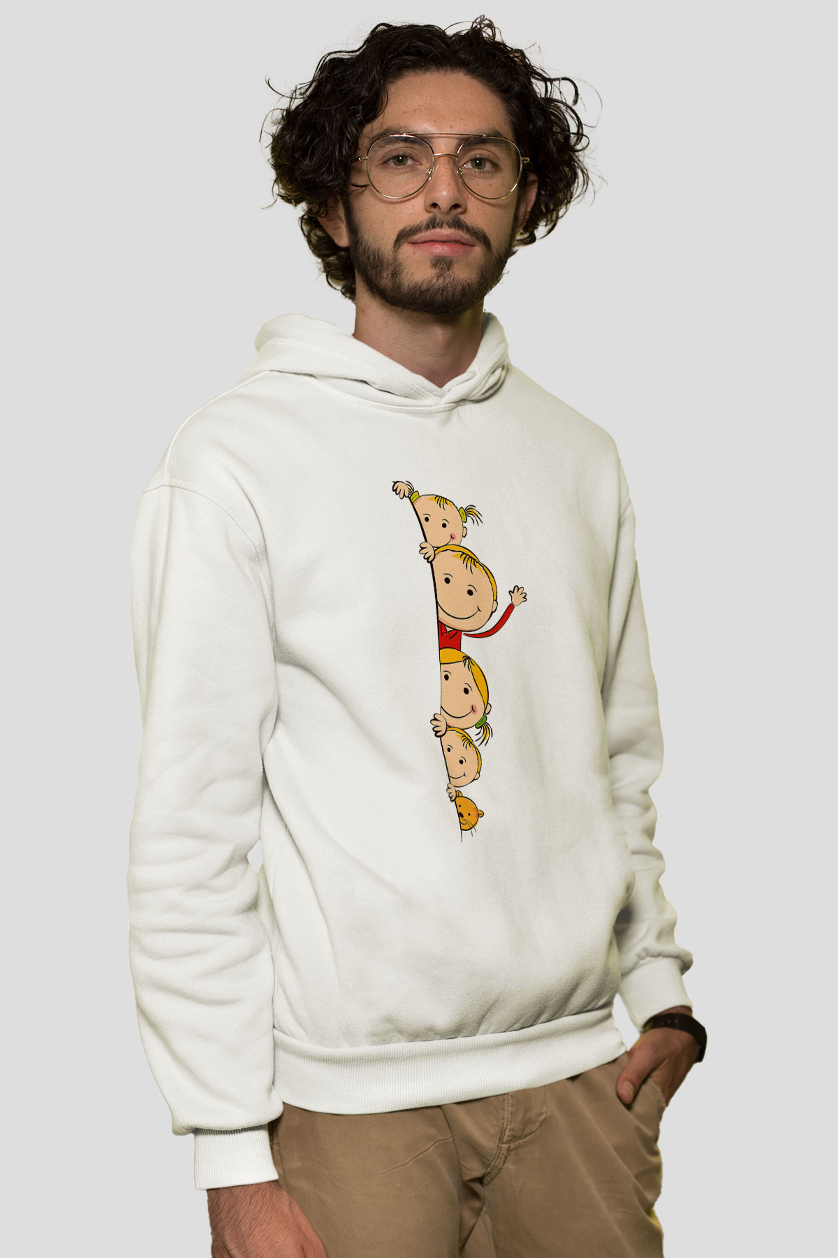 Ana okulu Beyaz Unisex Hoodie