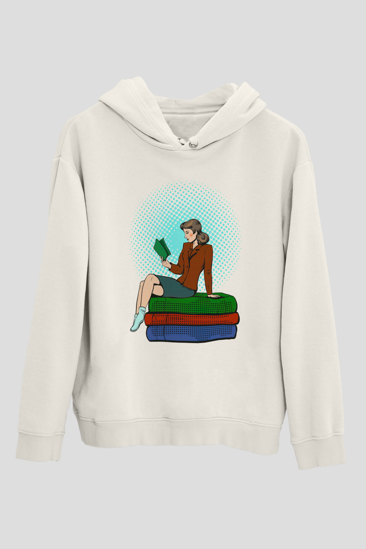 Ana okulu Beyaz Unisex Kapüşonlu Sweatshirt