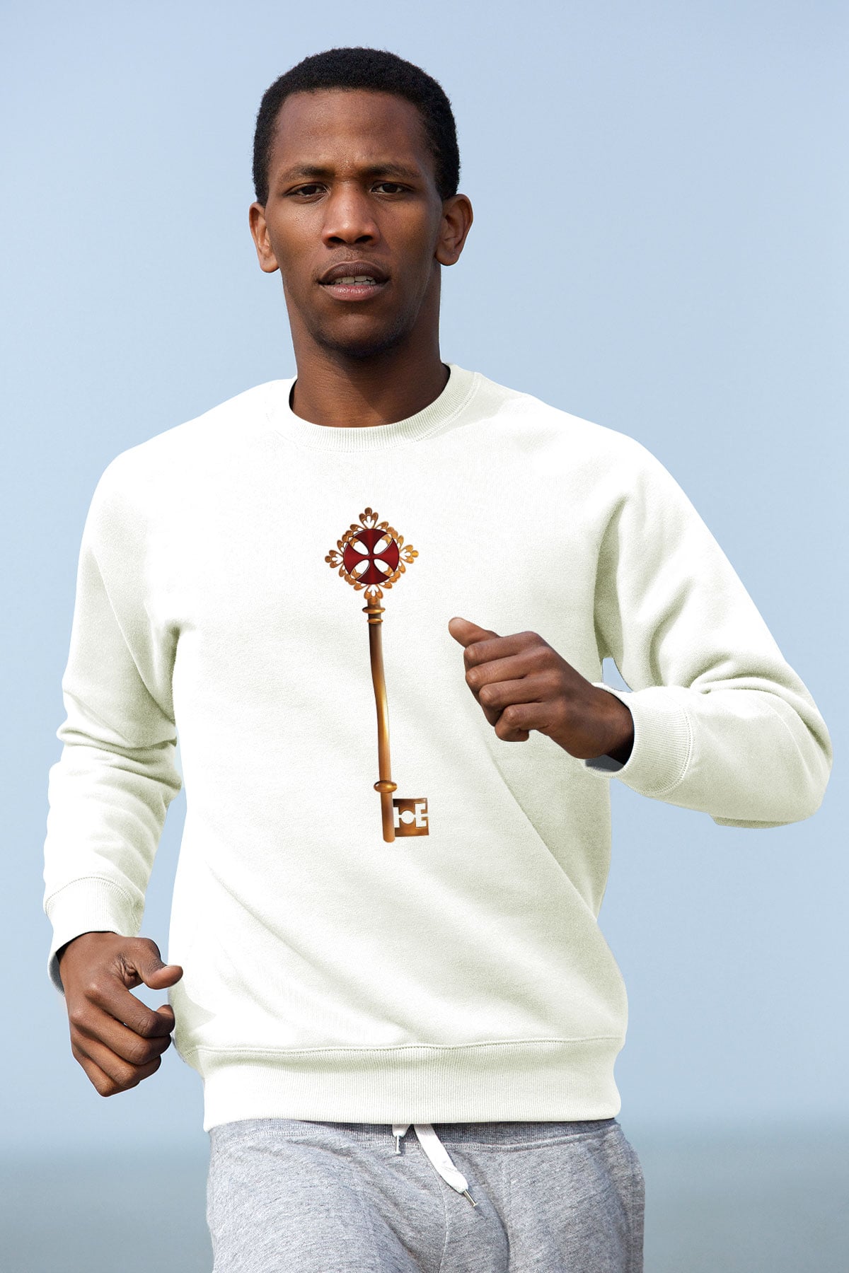Anahtarcı Beyaz Unisex Sweatshirt
