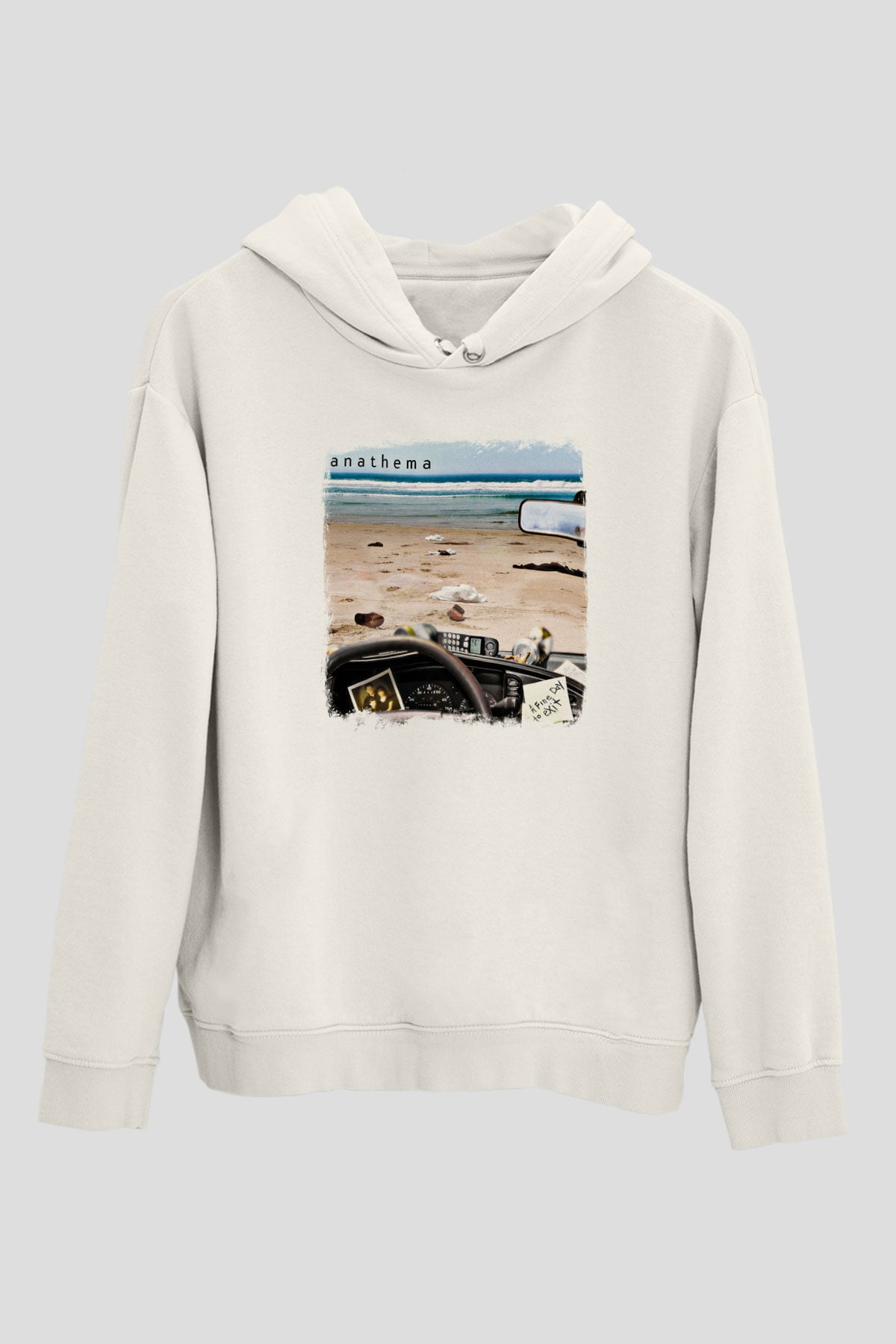 Anathema Baskılı Unisex Beyaz Hoodie