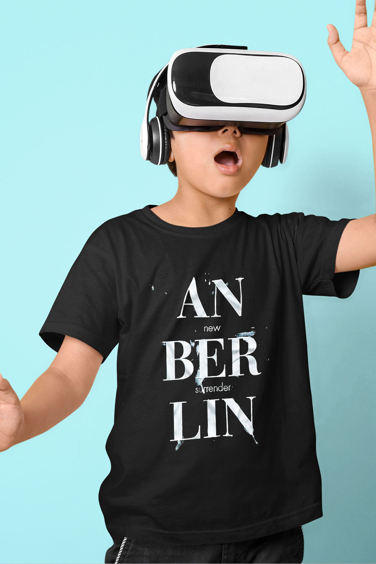 Anberlin Baskılı Siyah Unisex Çocuk Tişört