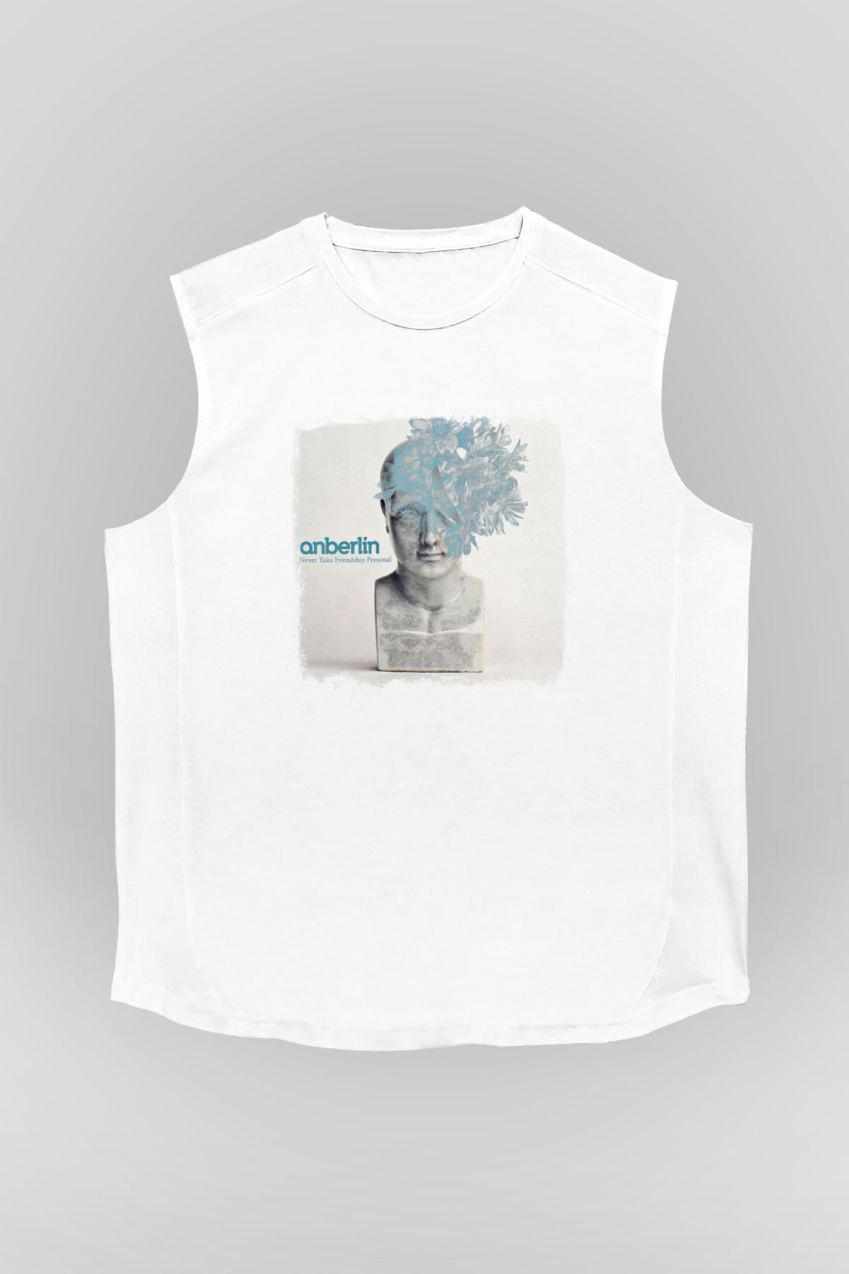 Anberlin Baskılı Unisex Beyaz Kolsuz Tişört