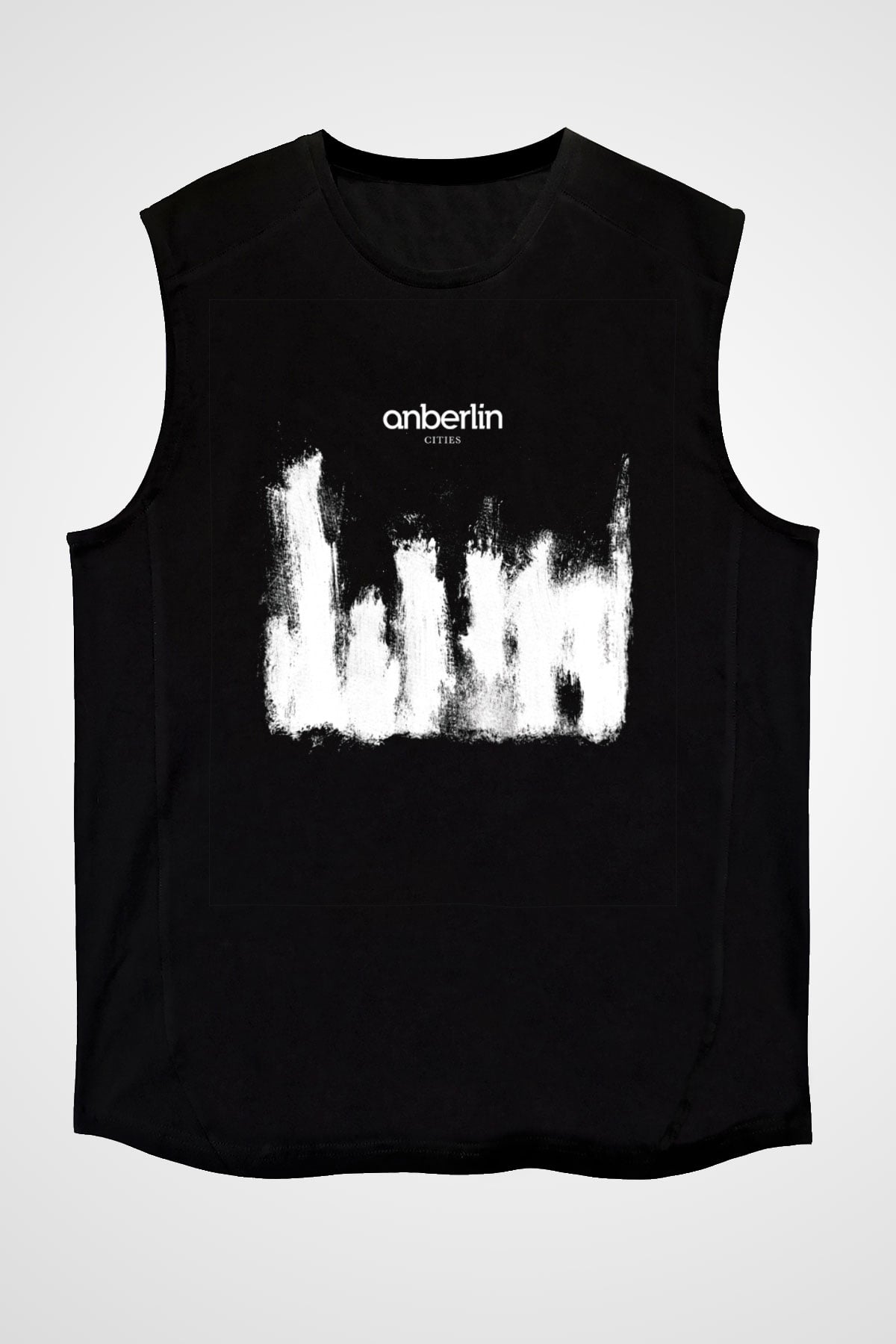 Anberlin Baskılı Unisex Siyah Kolsuz Tişört
