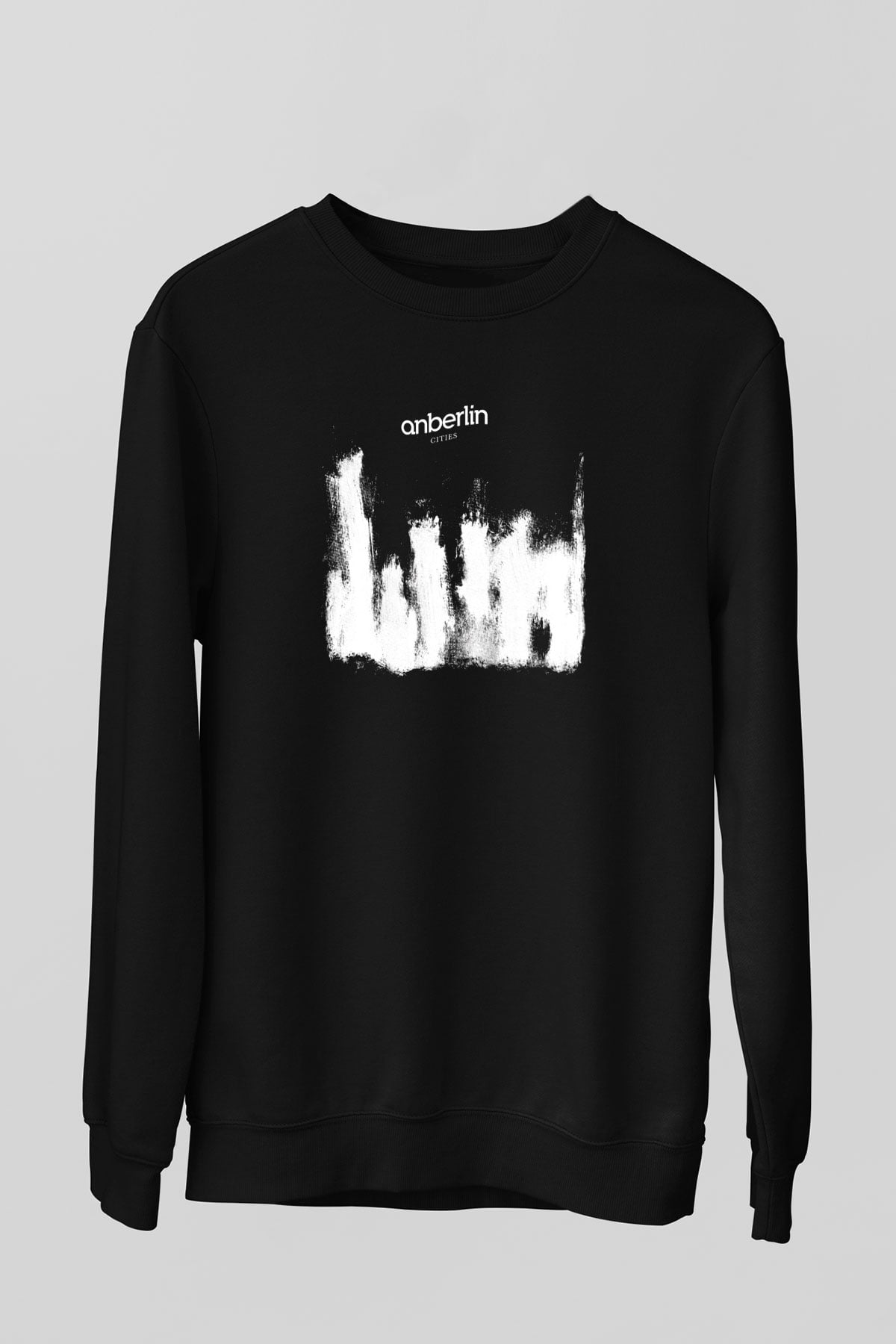 Anberlin Baskılı Unisex Siyah Sweatshirt