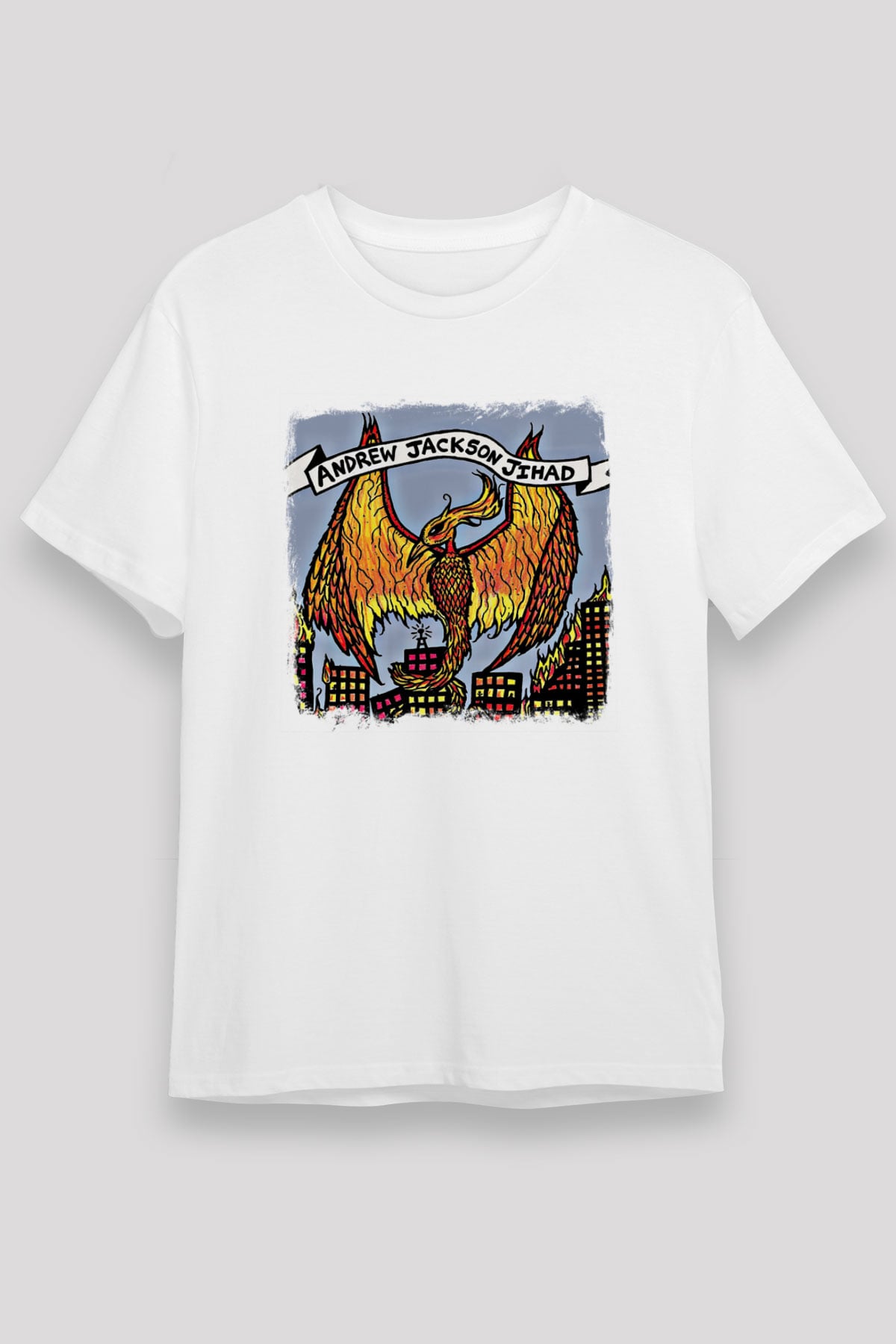 Andrew Jackson Jihad Baskılı Unisex Beyaz Tişört