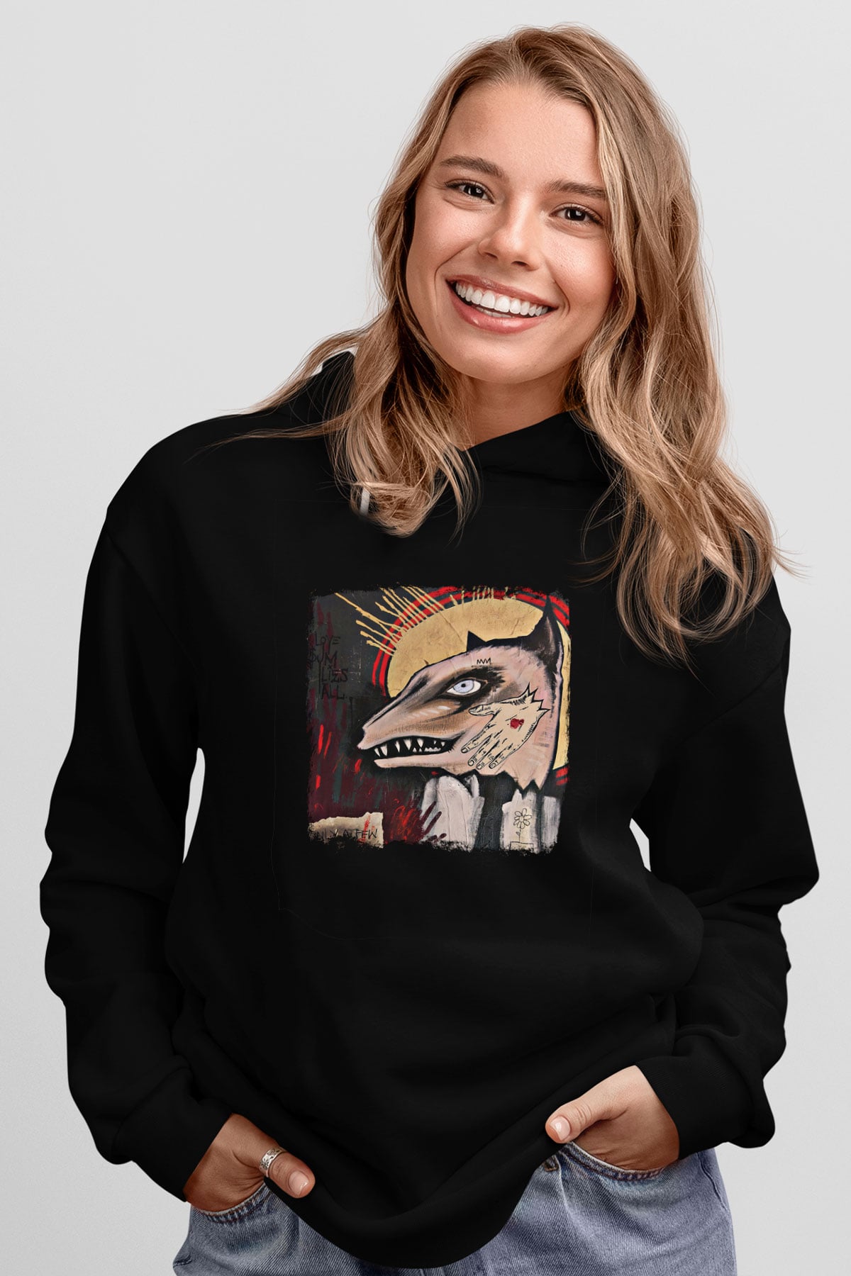 Andrew Jackson Jihad Baskılı Unisex Siyah Hoodie