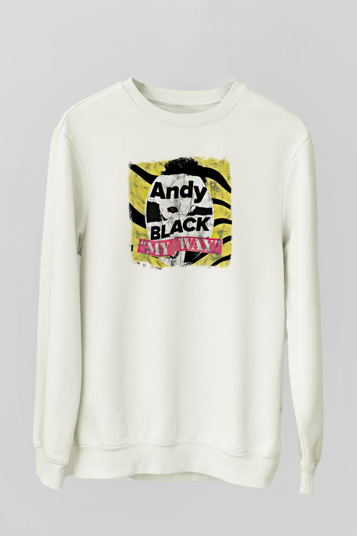 Andy Black Baskılı Unisex Beyaz Sweatshirt
