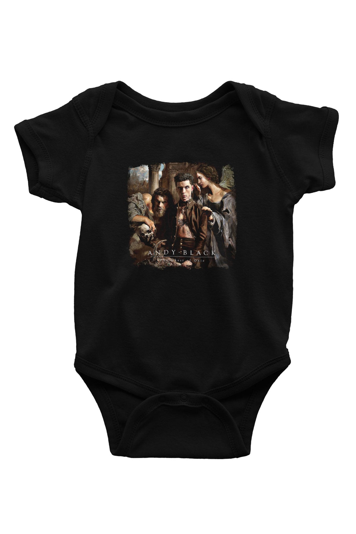 Andy Black Baskılı Unisex Siyah Bebek Body - Zıbın