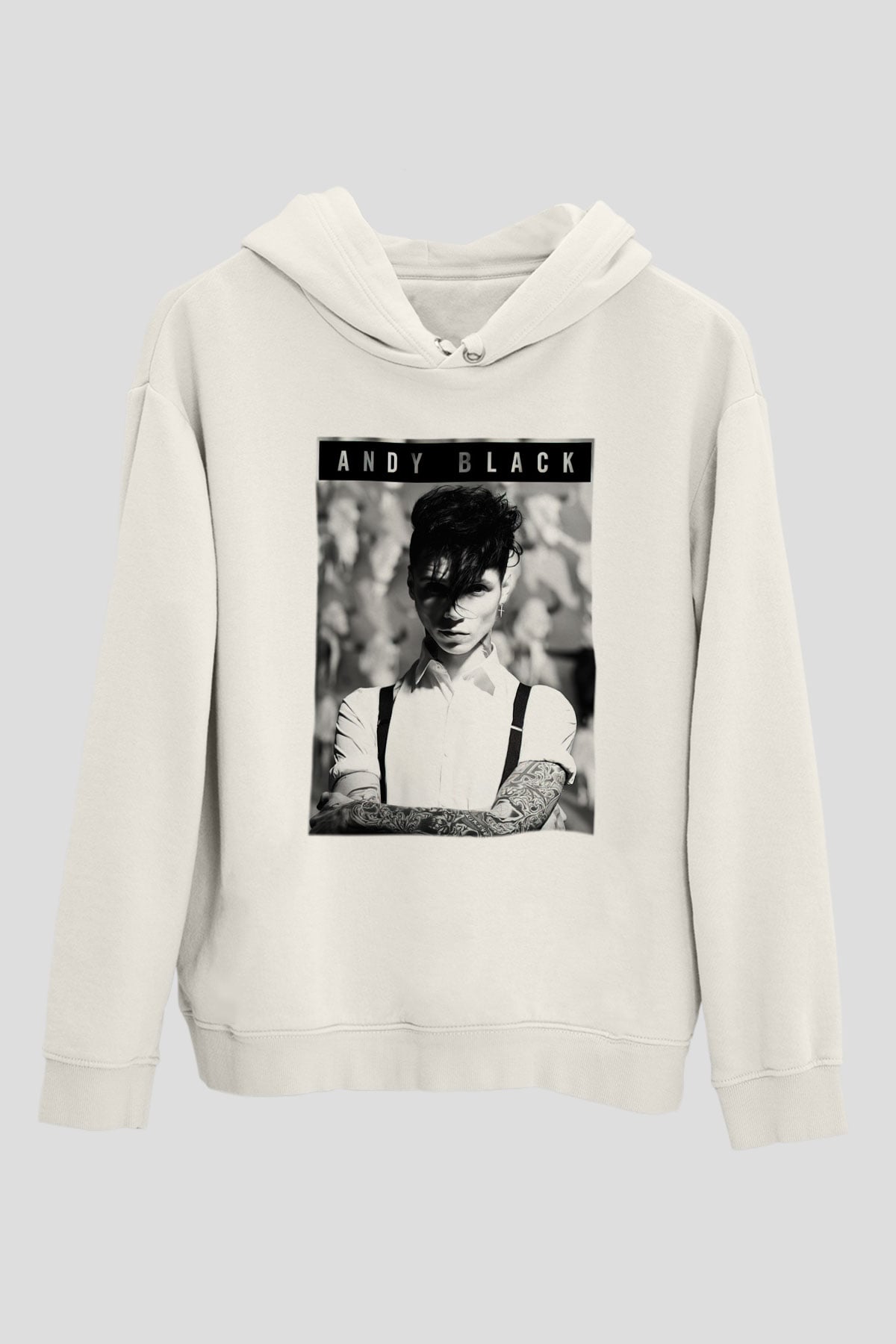 Andy Black Beyaz Unisex Kapşonlu Sweatshirt