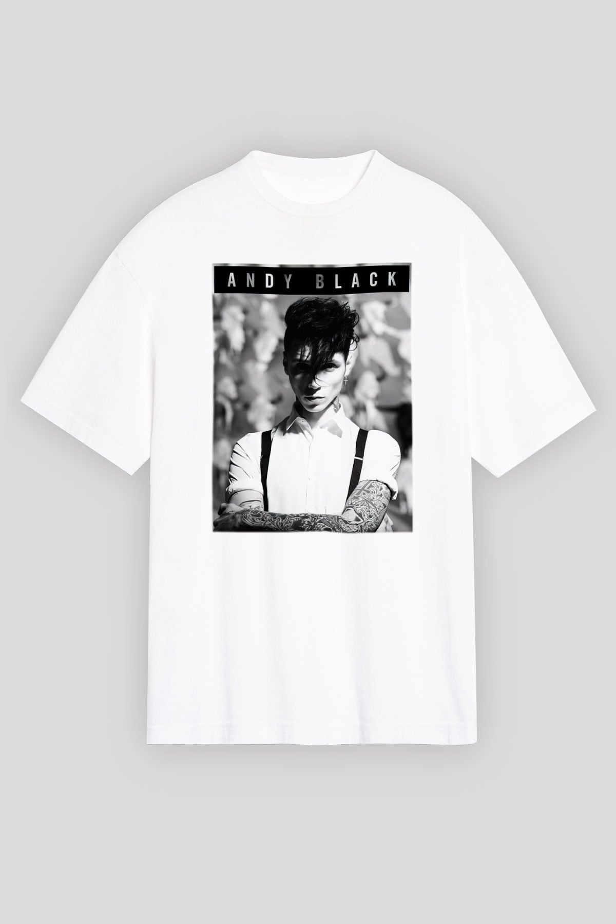 Andy Black Beyaz Unisex Oversize Tişört T-Shirt