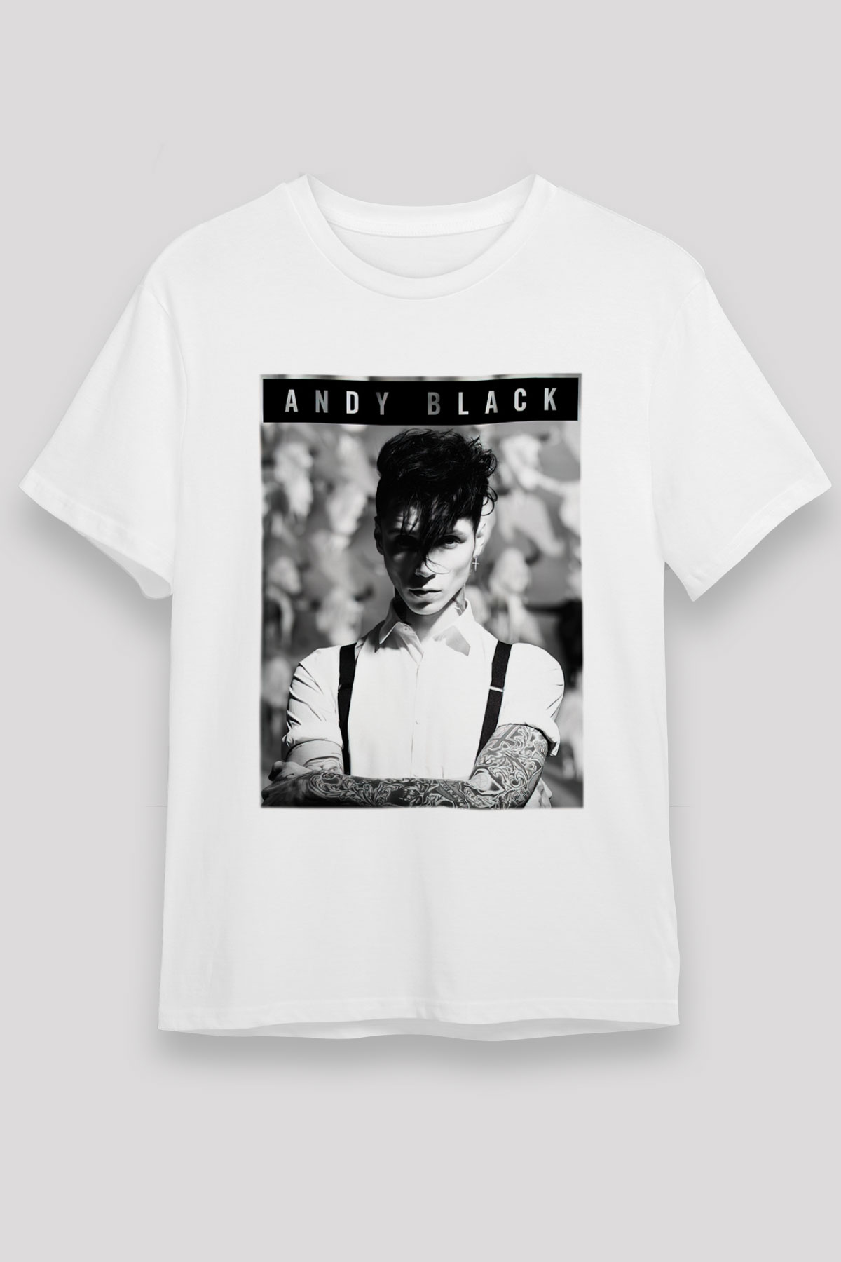 Andy Black Beyaz Unisex Tişört T-Shirt - TişörtFabrikası
