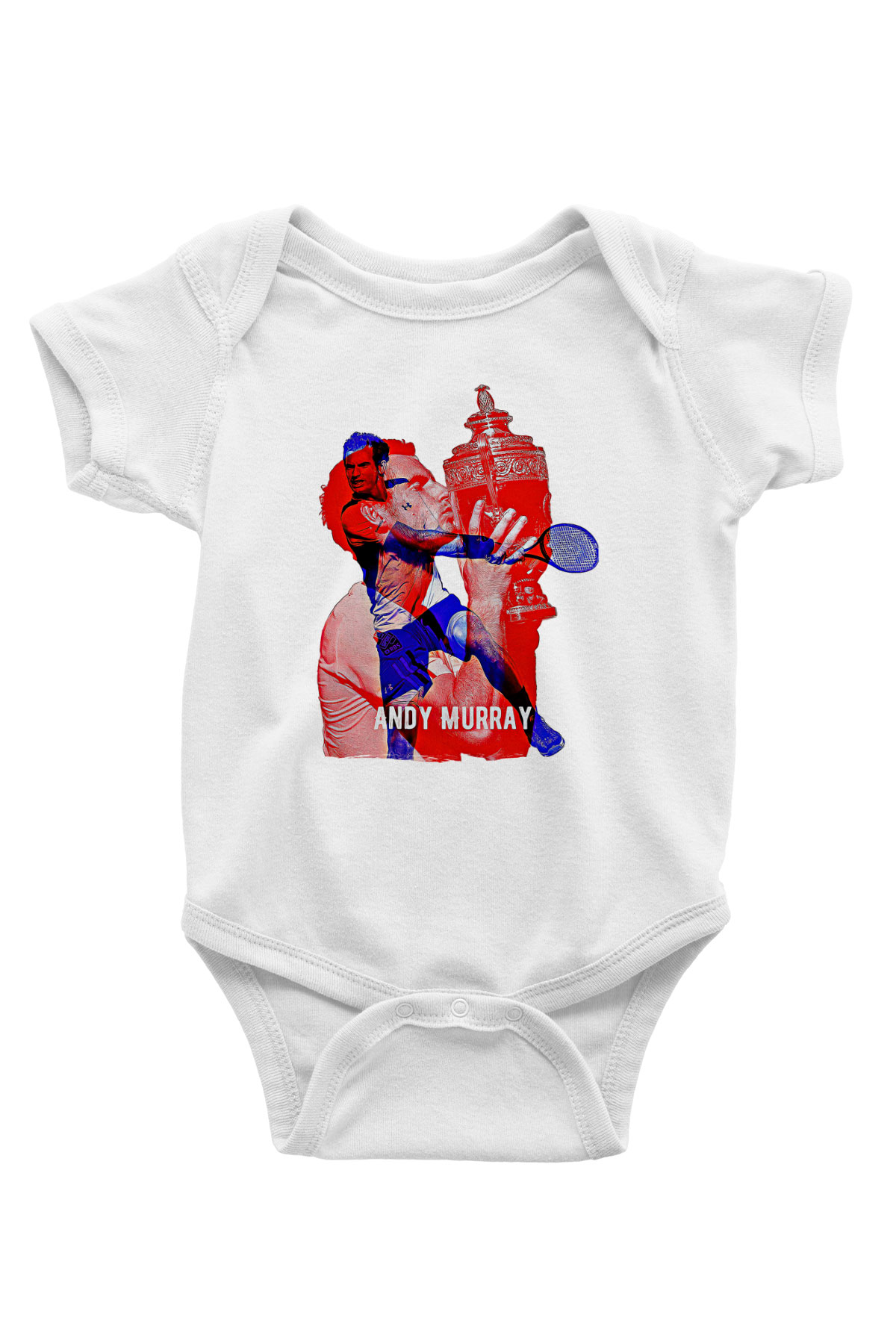 Andy Murray Baskılı Beyaz Unisex Bebek Body - Zıbın