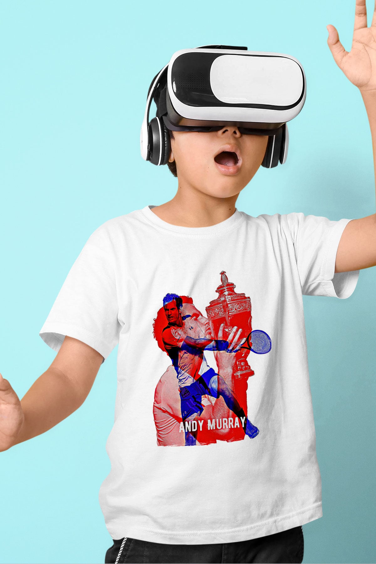 Andy Murray Baskılı Beyaz Unisex Beyaz Çocuk Tişört - Tshirt