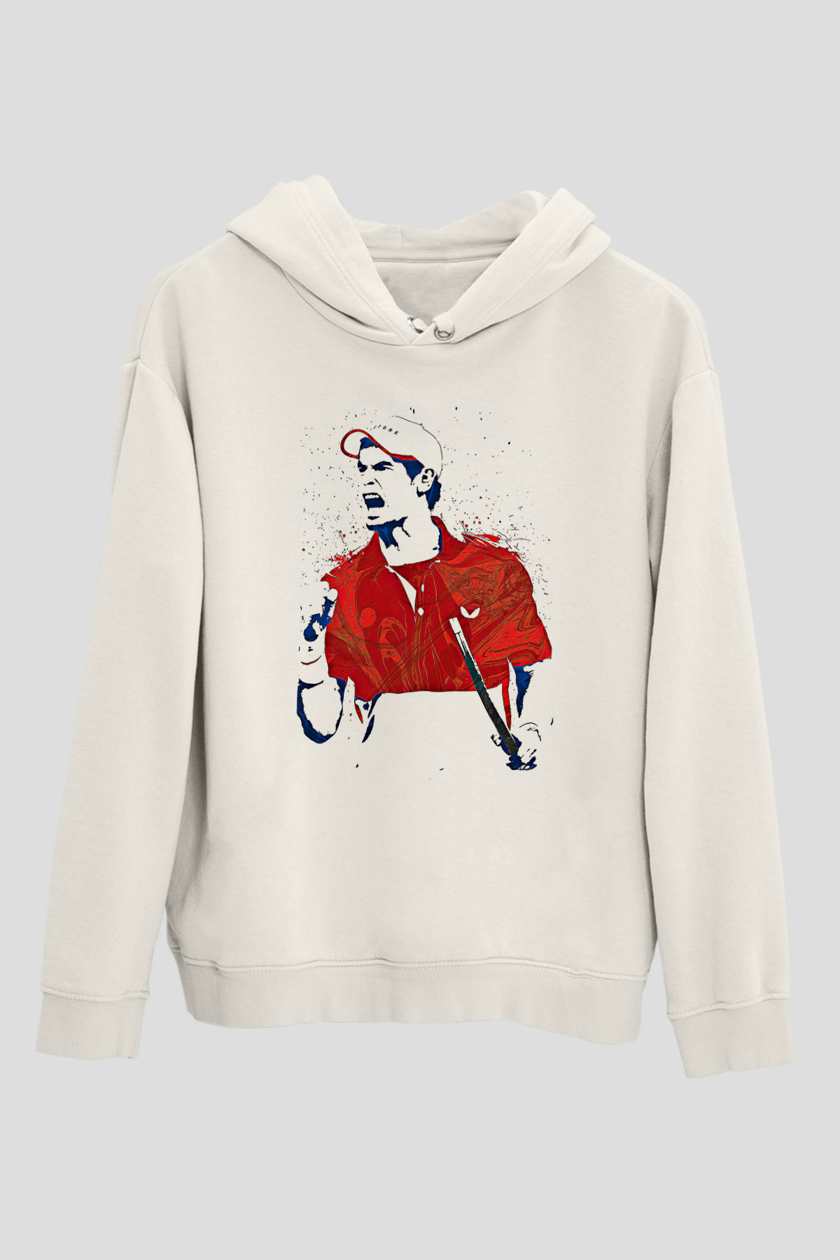 Andy Murray Baskılı Beyaz Unisex Kapüşonlu Sweatshirt