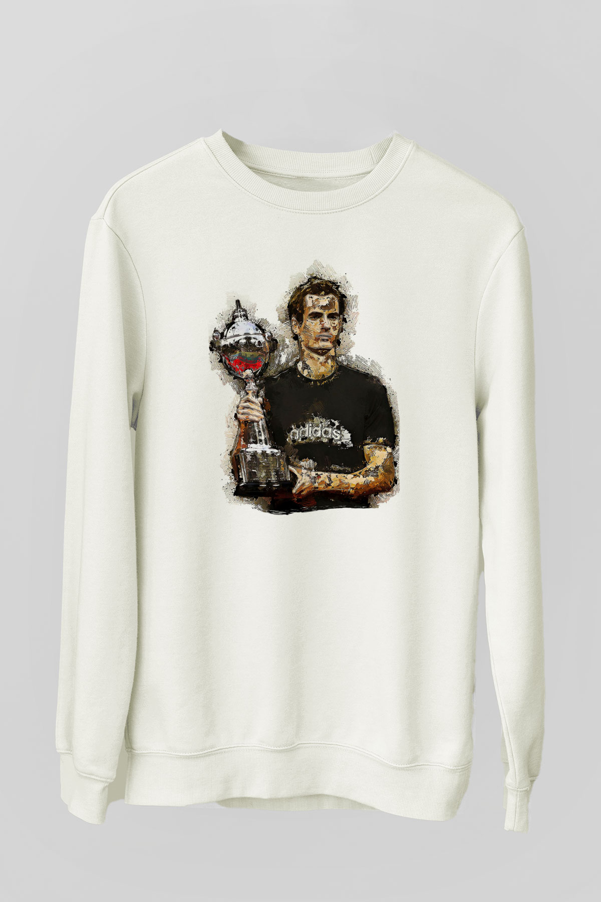 Andy Murray Baskılı Beyaz Unisex Sweatshirt