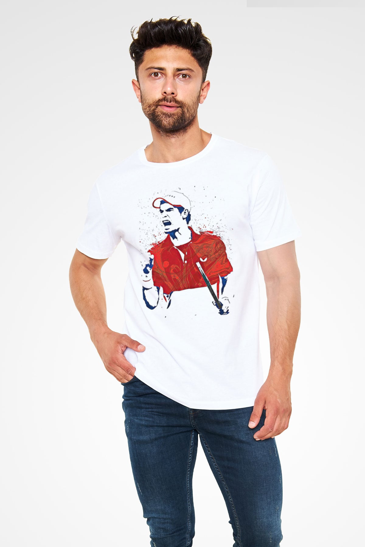 Andy Murray Baskılı Unisex Beyaz Tişört - Tshirt