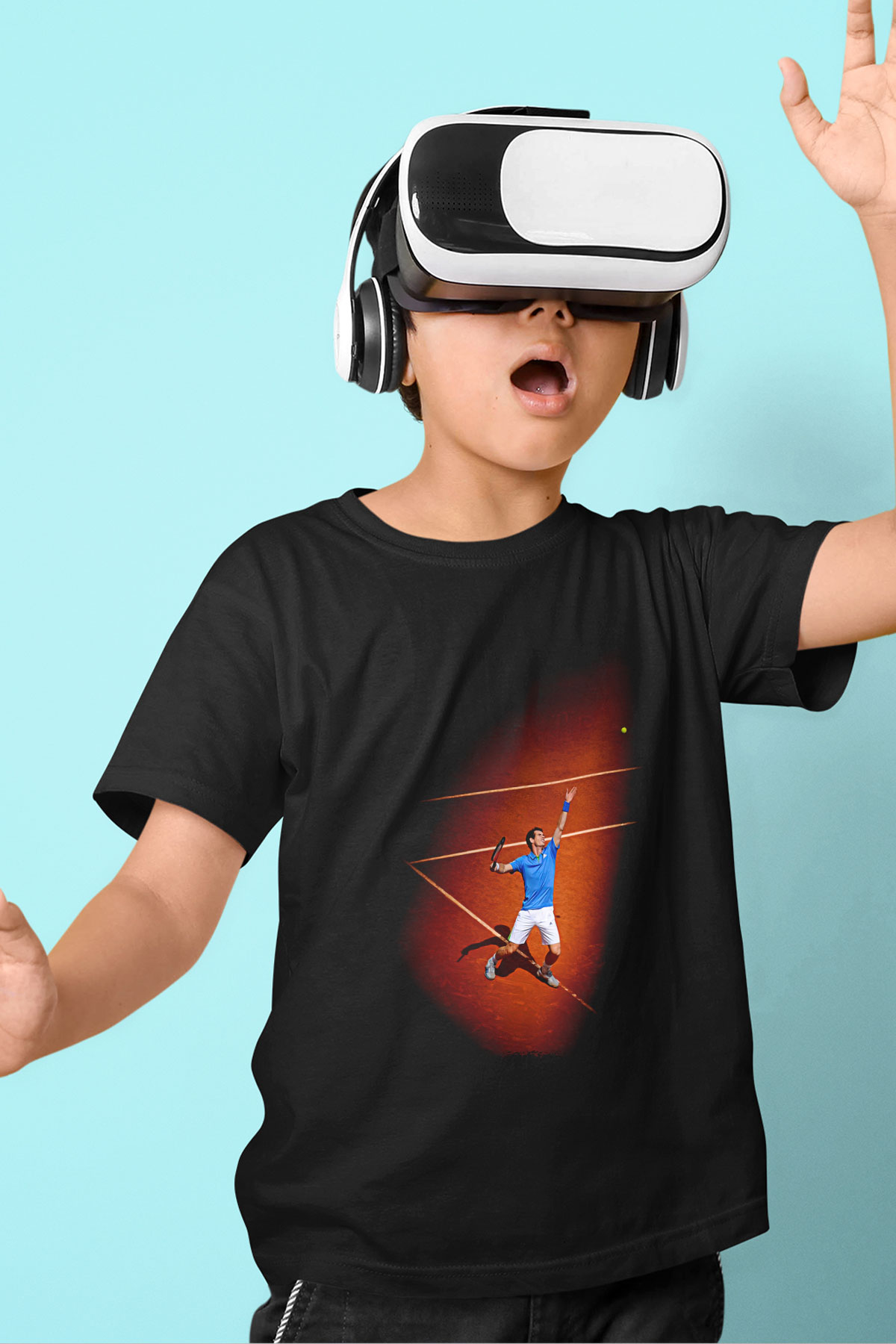Andy Murray Baskılı Unisex Siyah Çocuk Tişört - Tshirt
