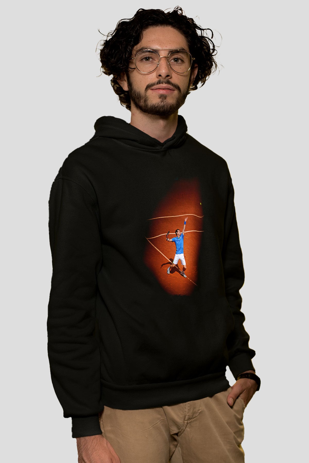 Andy Murray Baskılı Unisex Siyah Kapüşonlu Sweatshirt