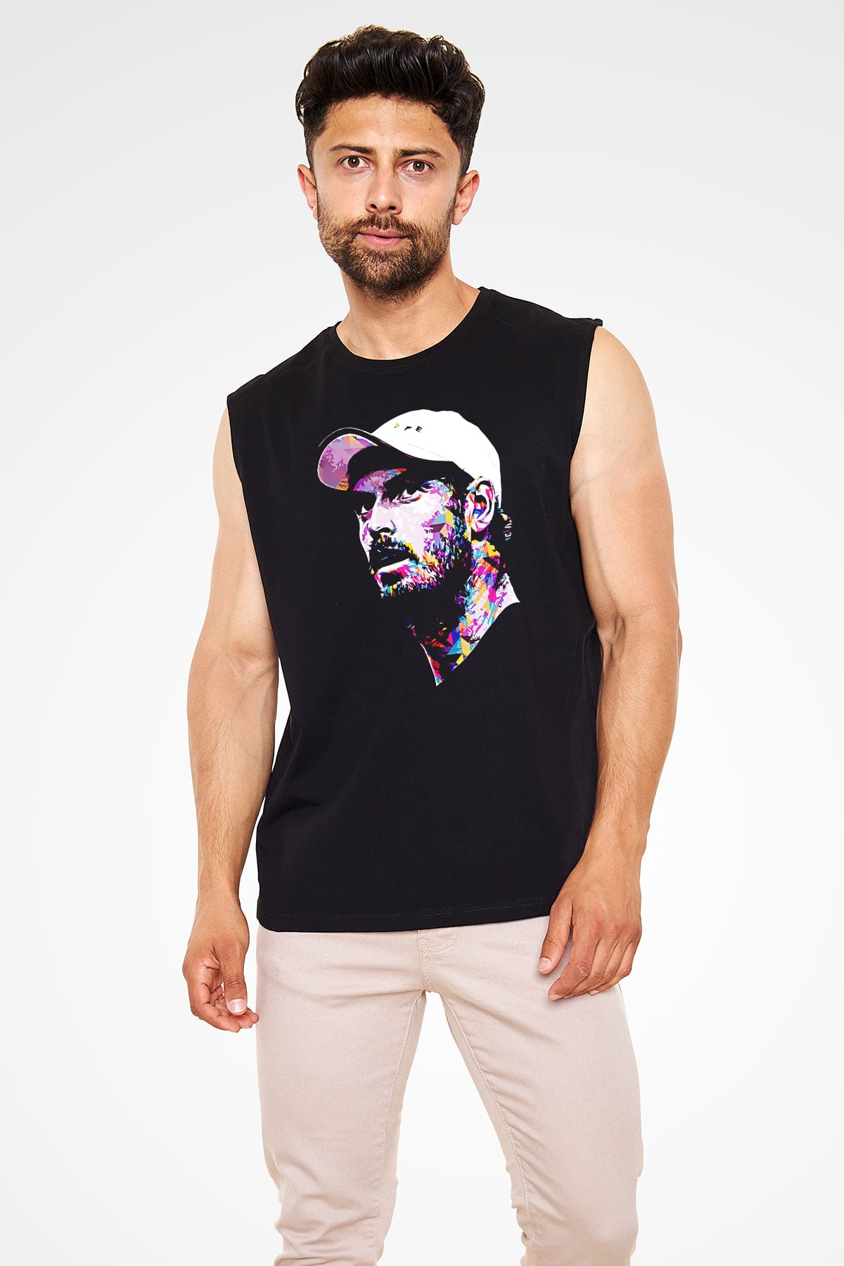 Andy Murray Baskılı Unisex Siyah Kolsuz Tişört - Tshirt