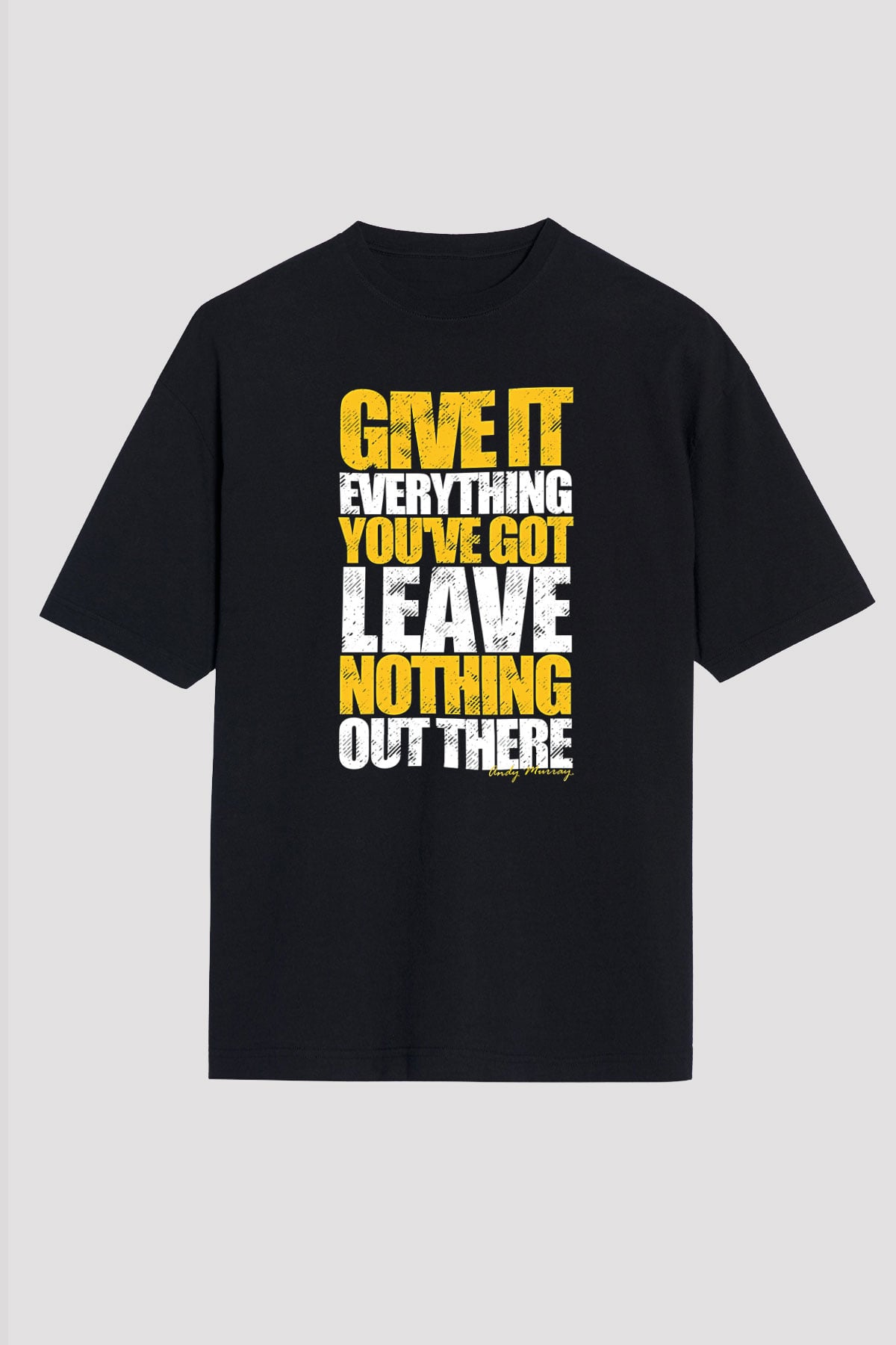 Andy Murray Baskılı Unisex Siyah Oversize Tişört - Tshirt
