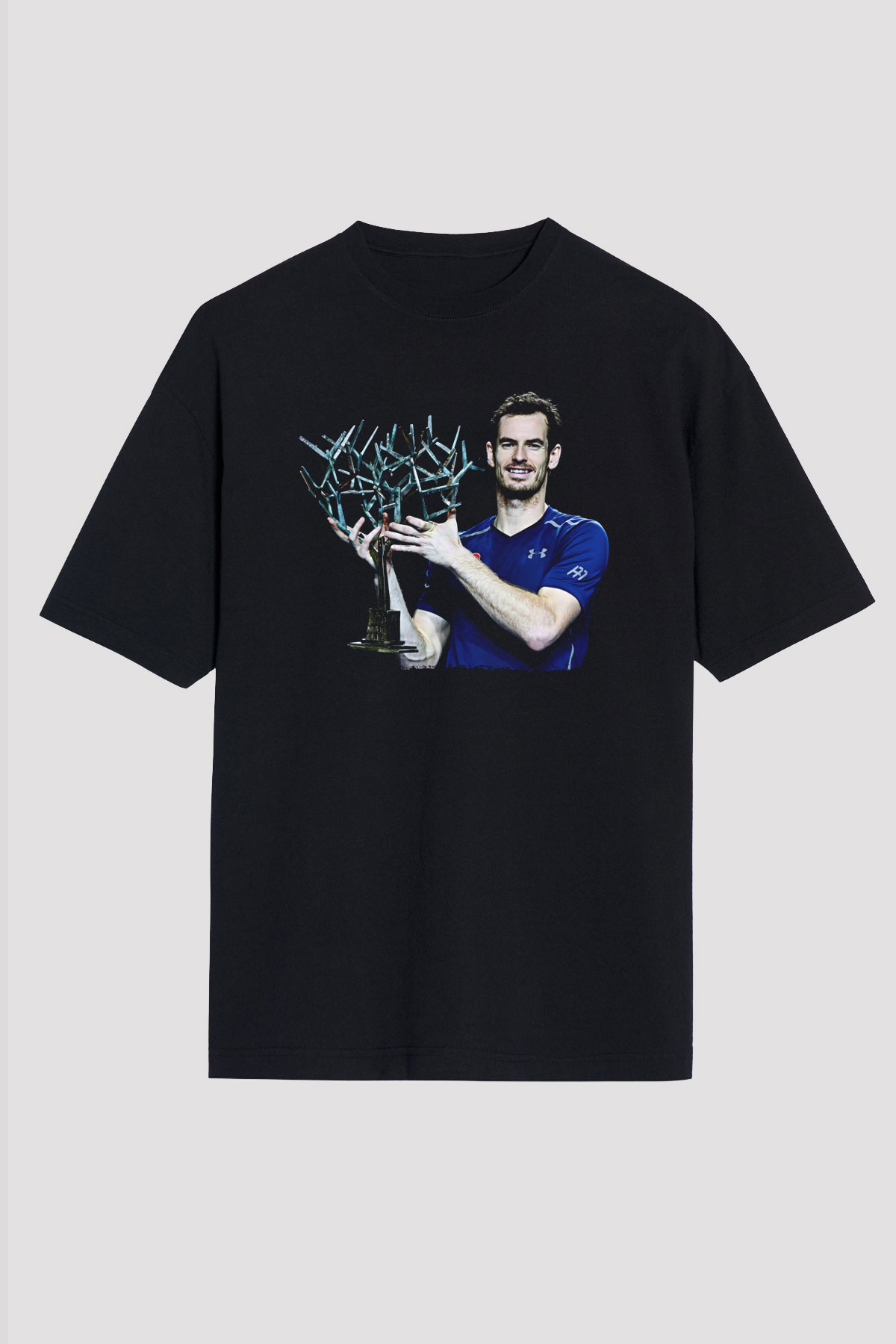 Andy Murray Baskılı Unisex Siyah Oversize Tişört - Tshirt