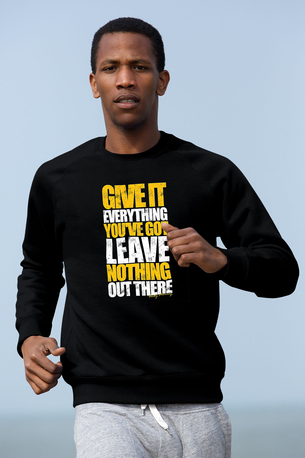 Andy Murray Baskılı Unisex Siyah Sweatshirt