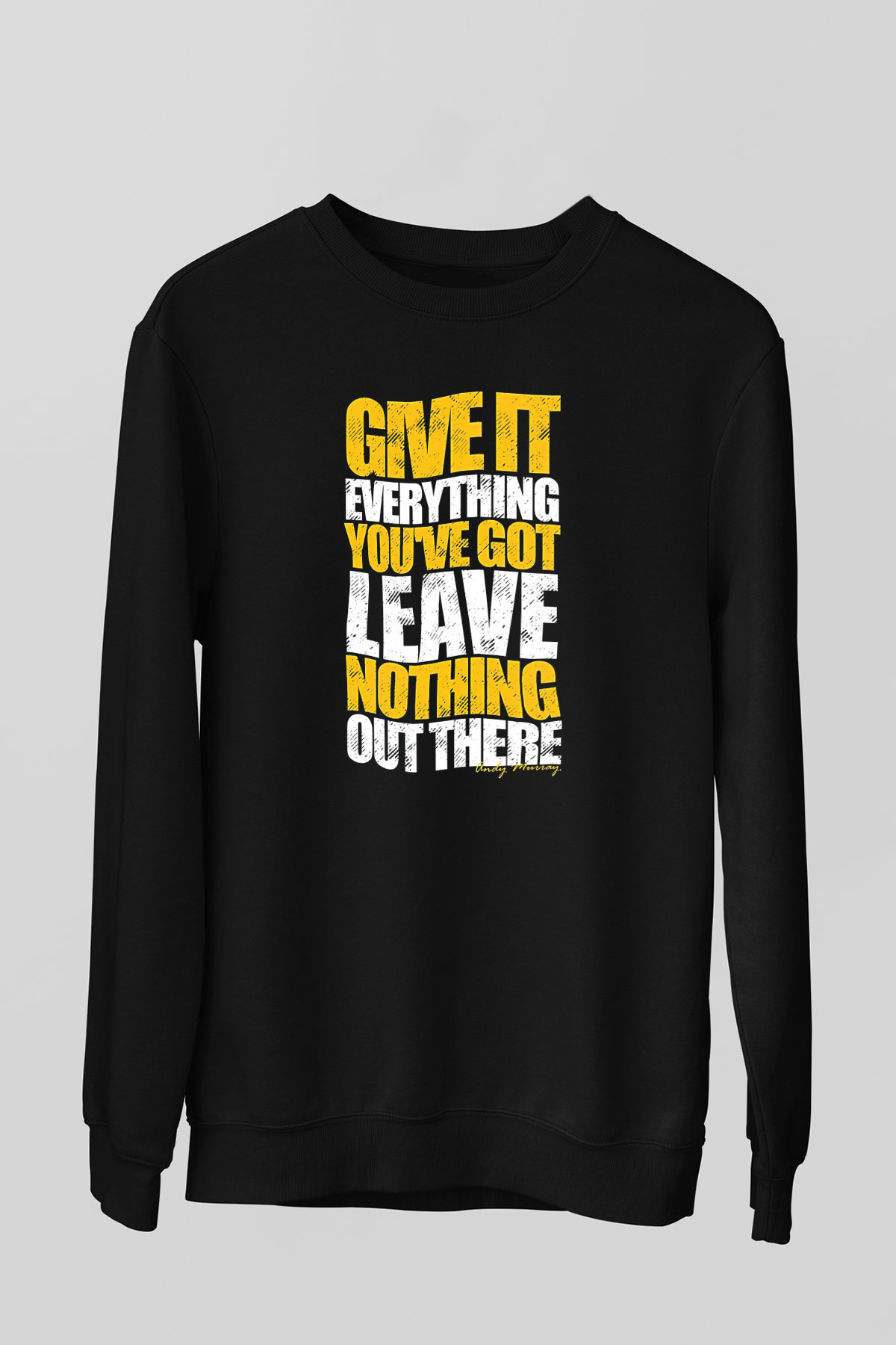 Andy Murray Baskılı Unisex Siyah Sweatshirt