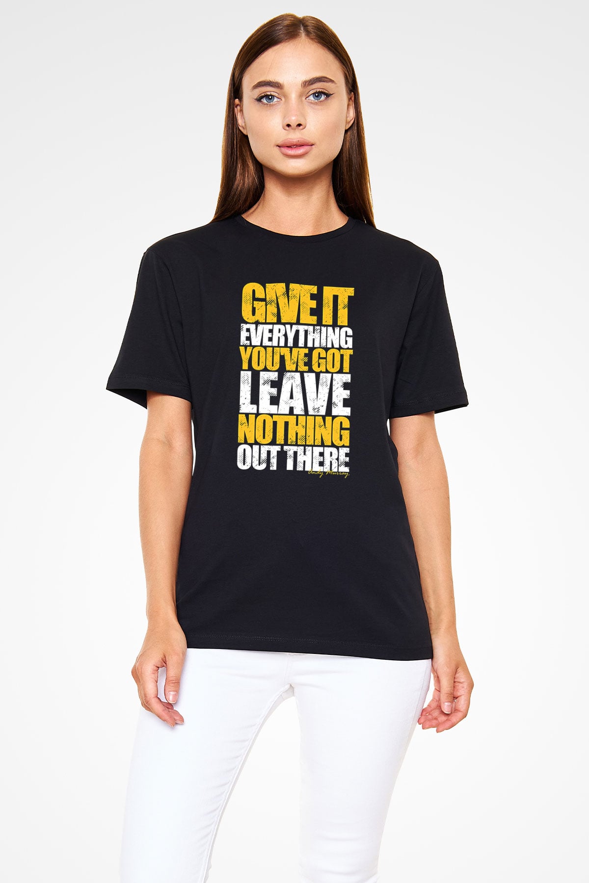 Andy Murray Baskılı Unisex Siyah Tişört - Tshirt