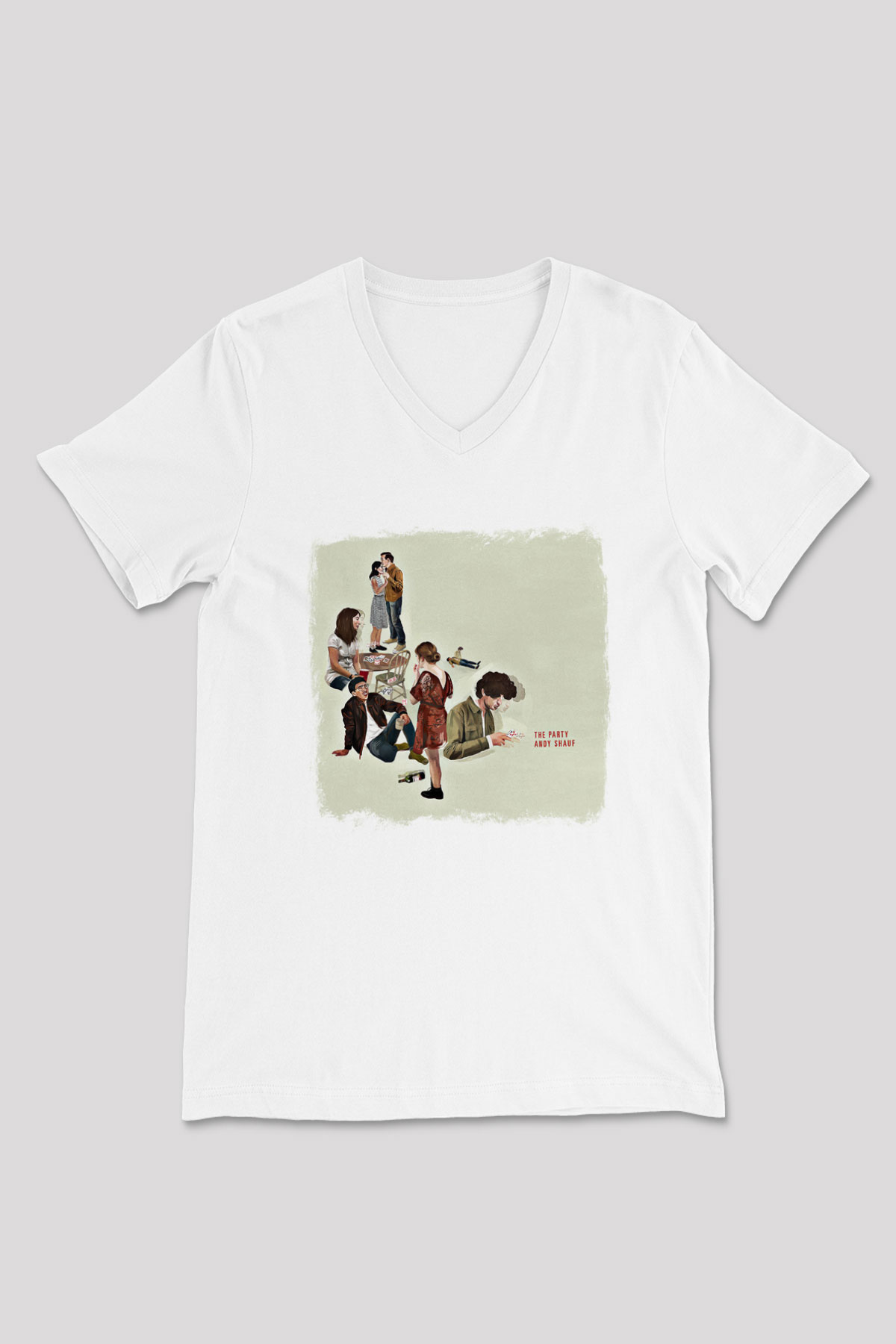 Andy Shauf Baskılı Unisex Beyaz V Yaka Tişört