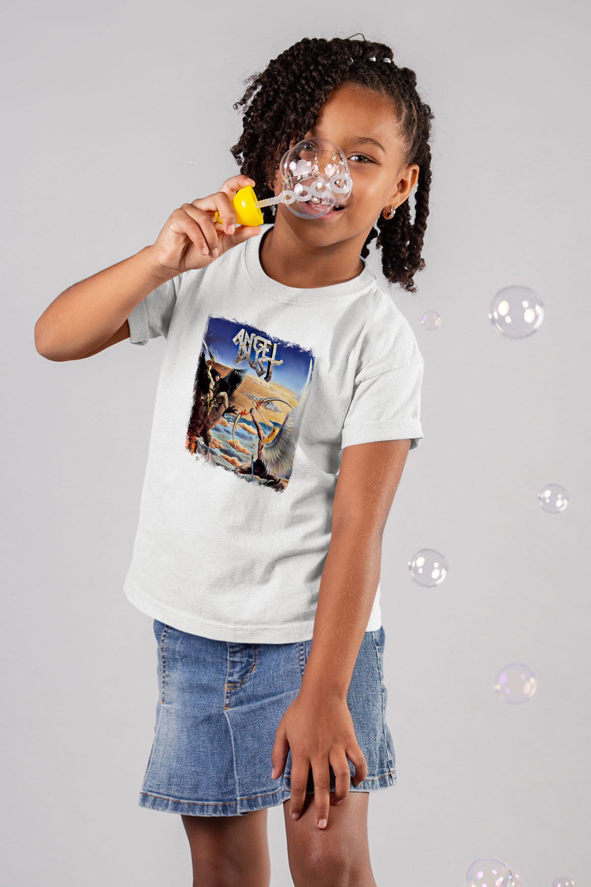 Angel Dust Baskılı Unisex Beyaz Çocuk Tişört