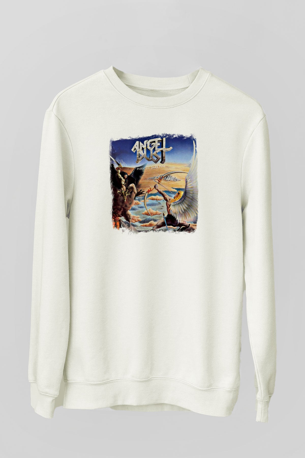 Angel Dust Baskılı Unisex Beyaz Sweatshirt