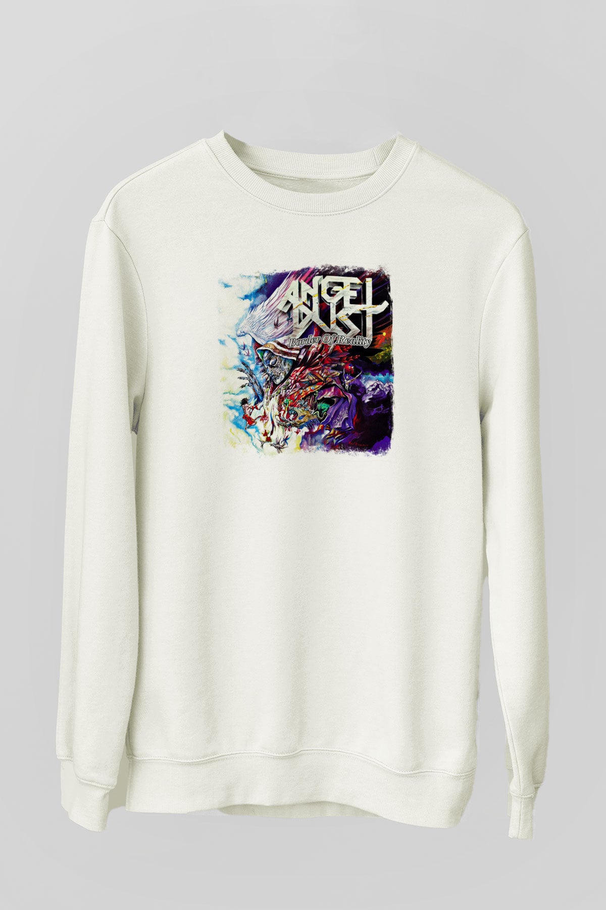 Angel Dust Baskılı Unisex Beyaz Sweatshirt