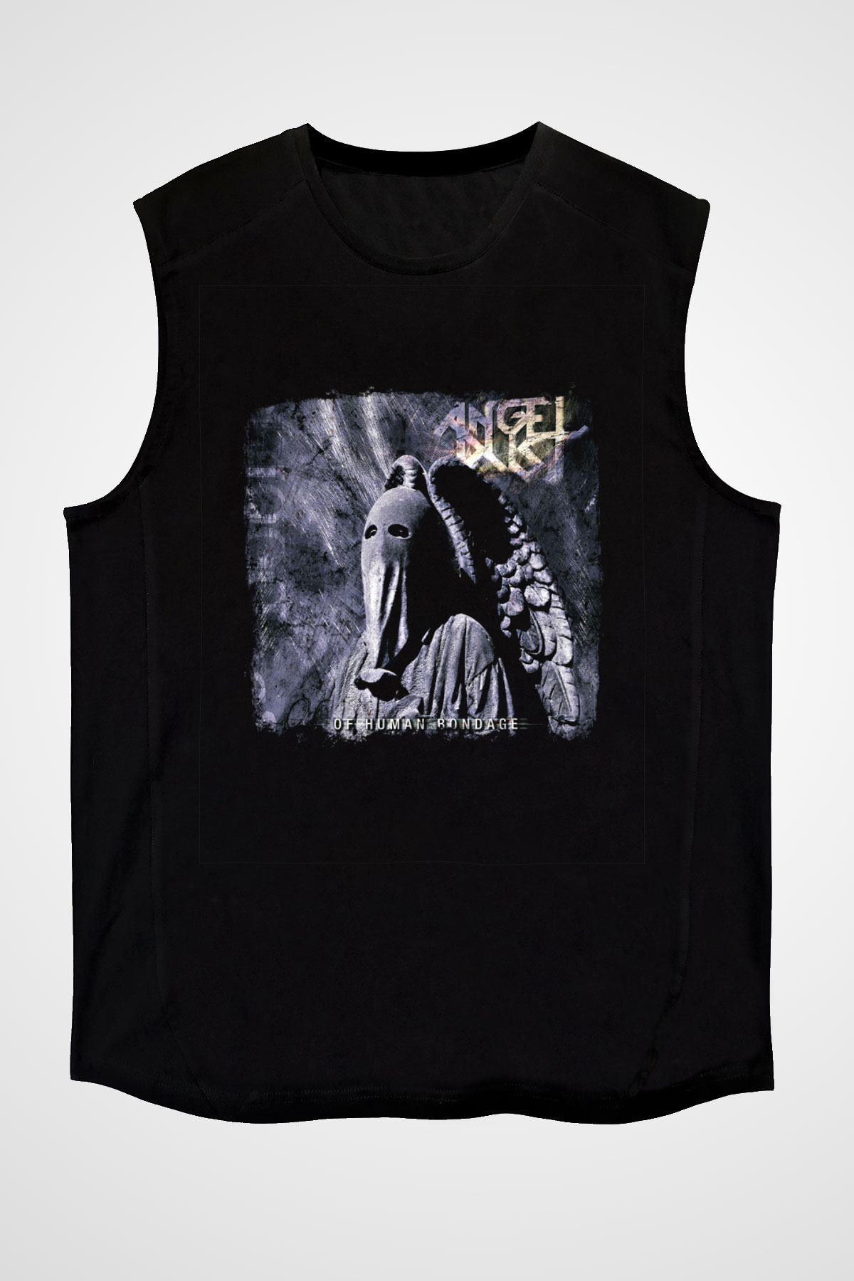 Angel Dust Baskılı Unisex Siyah Kolsuz Tişört