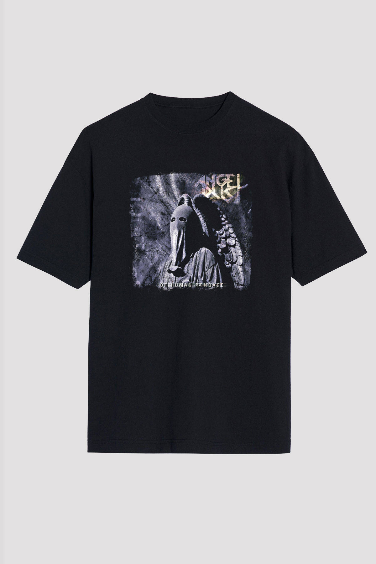 Angel Dust Baskılı Unisex Siyah Oversize Tişört