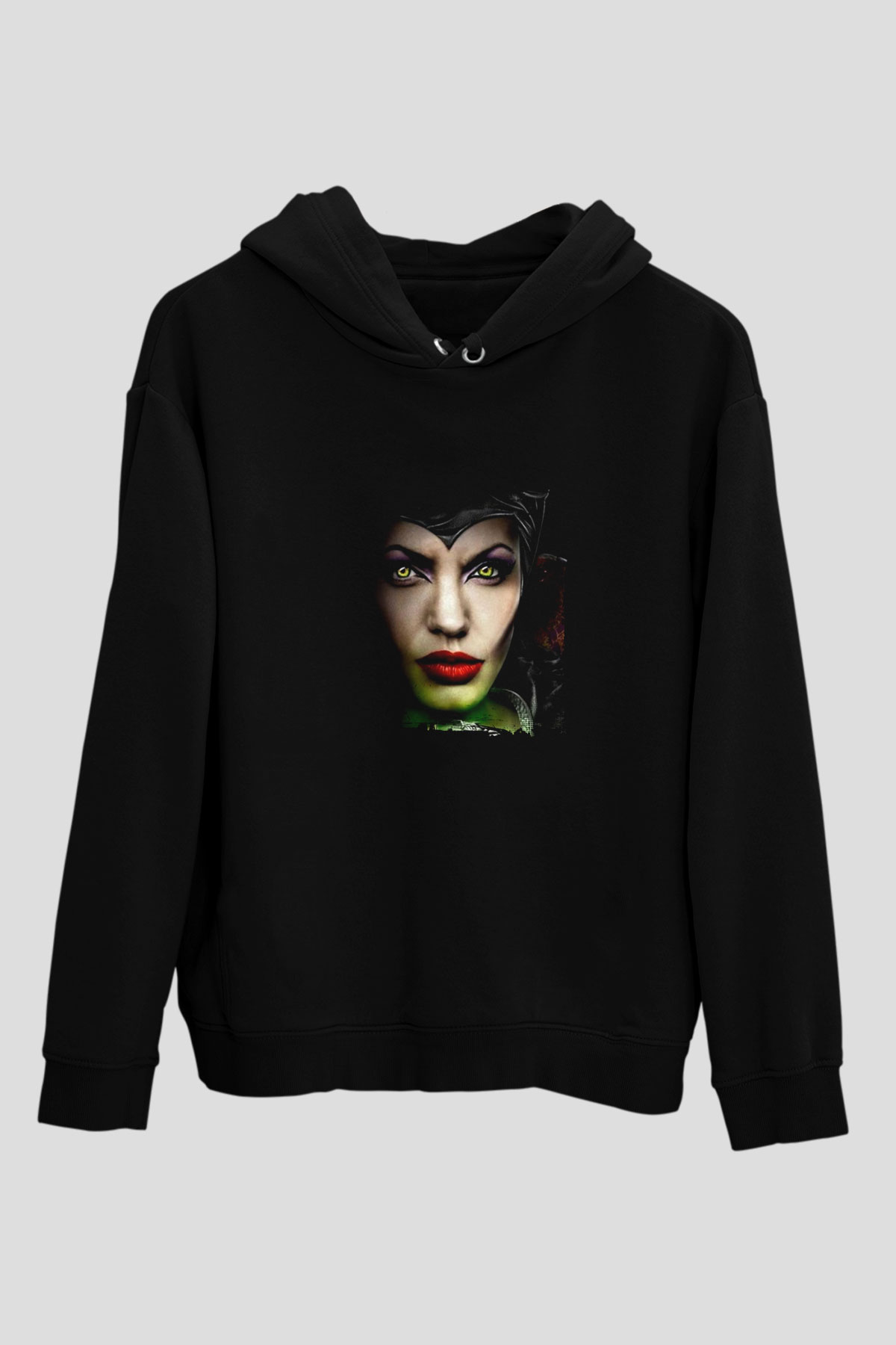 Angelina Jolie Baskılı Unisex Siyah Hoodie